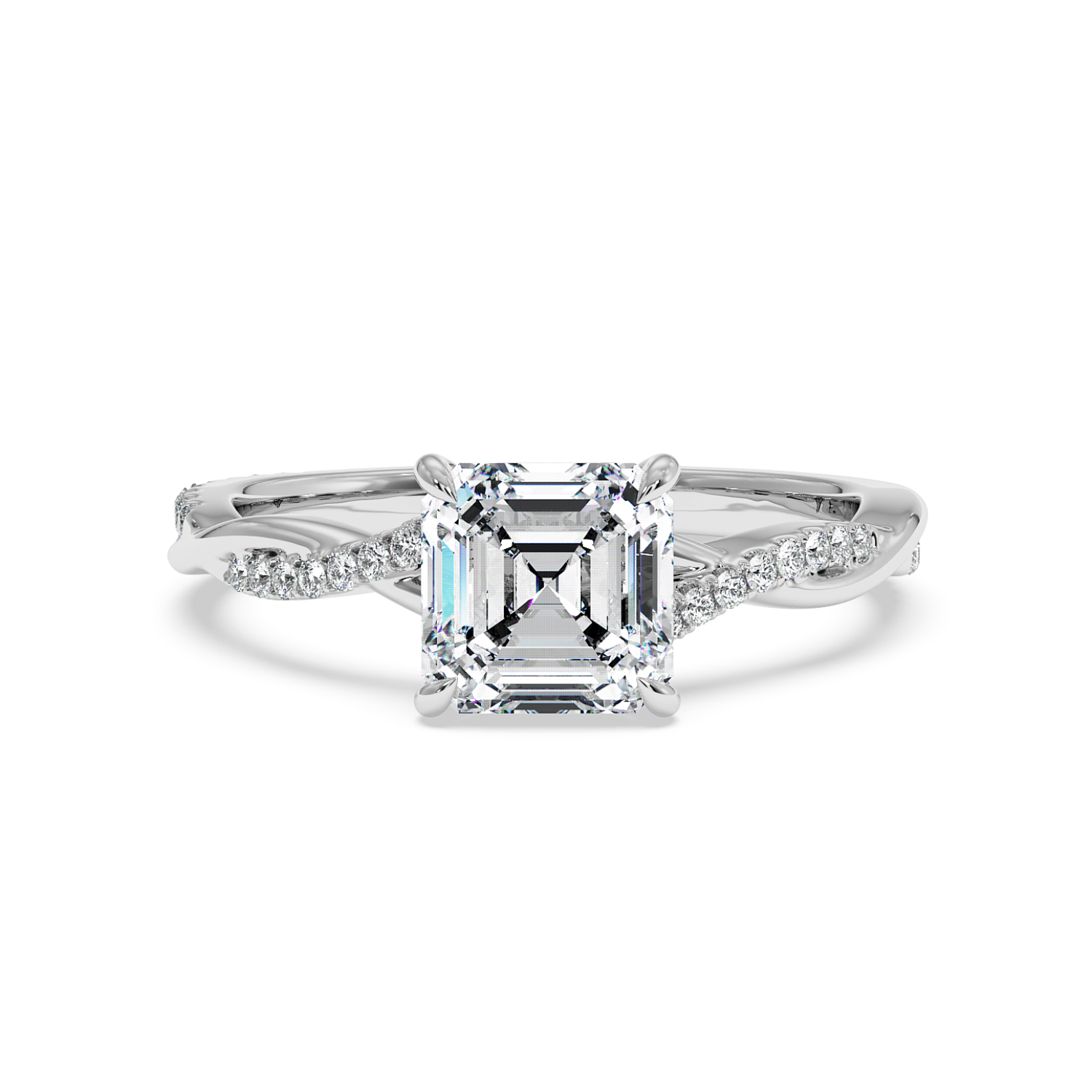 18K White Gold Rochelle Diamond Shoulder Engagement Ring