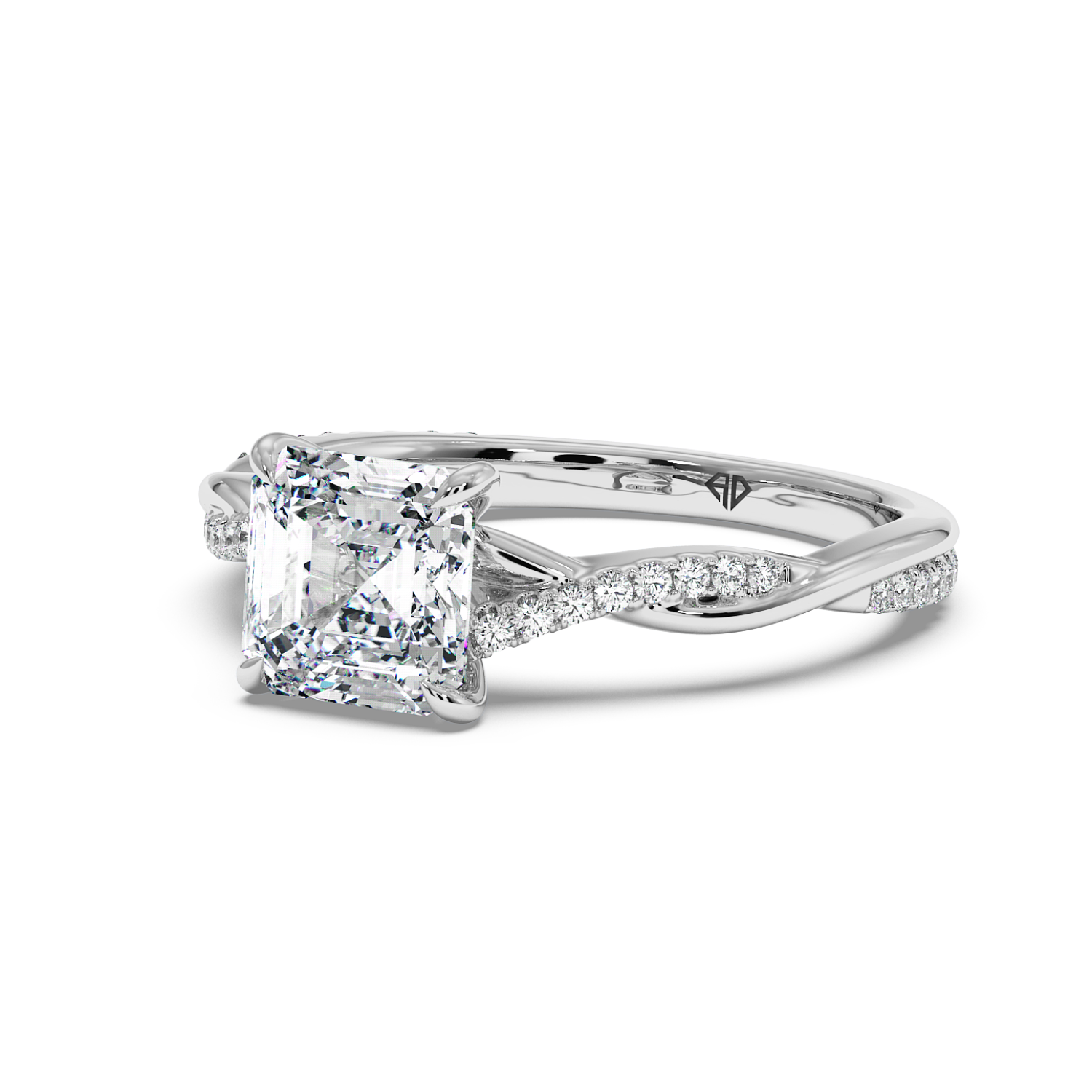 18K White Gold Rochelle Diamond Shoulder Engagement Ring