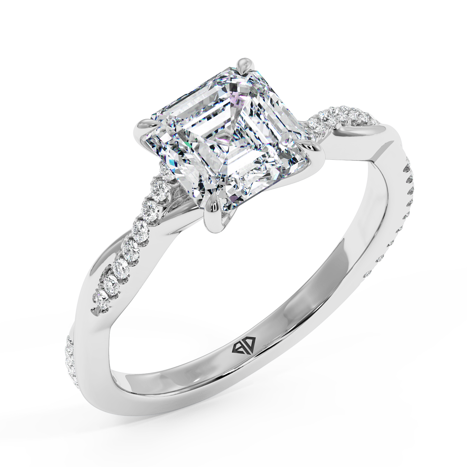 Platinum Rochelle Diamond Shoulder Engagement Ring