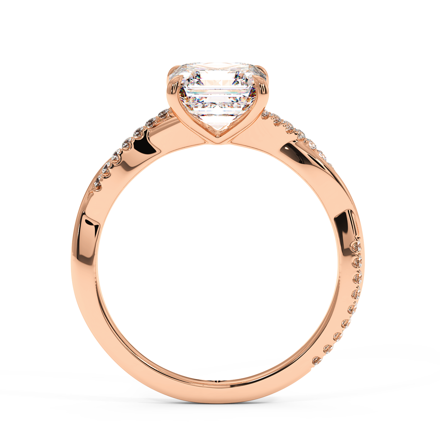 18K Rose Gold Rochelle Diamond Shoulder Engagement Ring