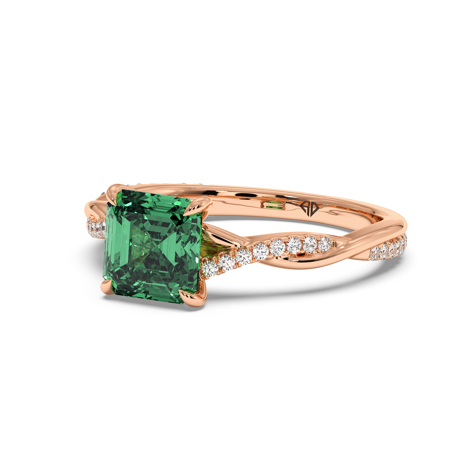 18K Rose Gold Rochelle Diamond Shoulder Engagement Ring