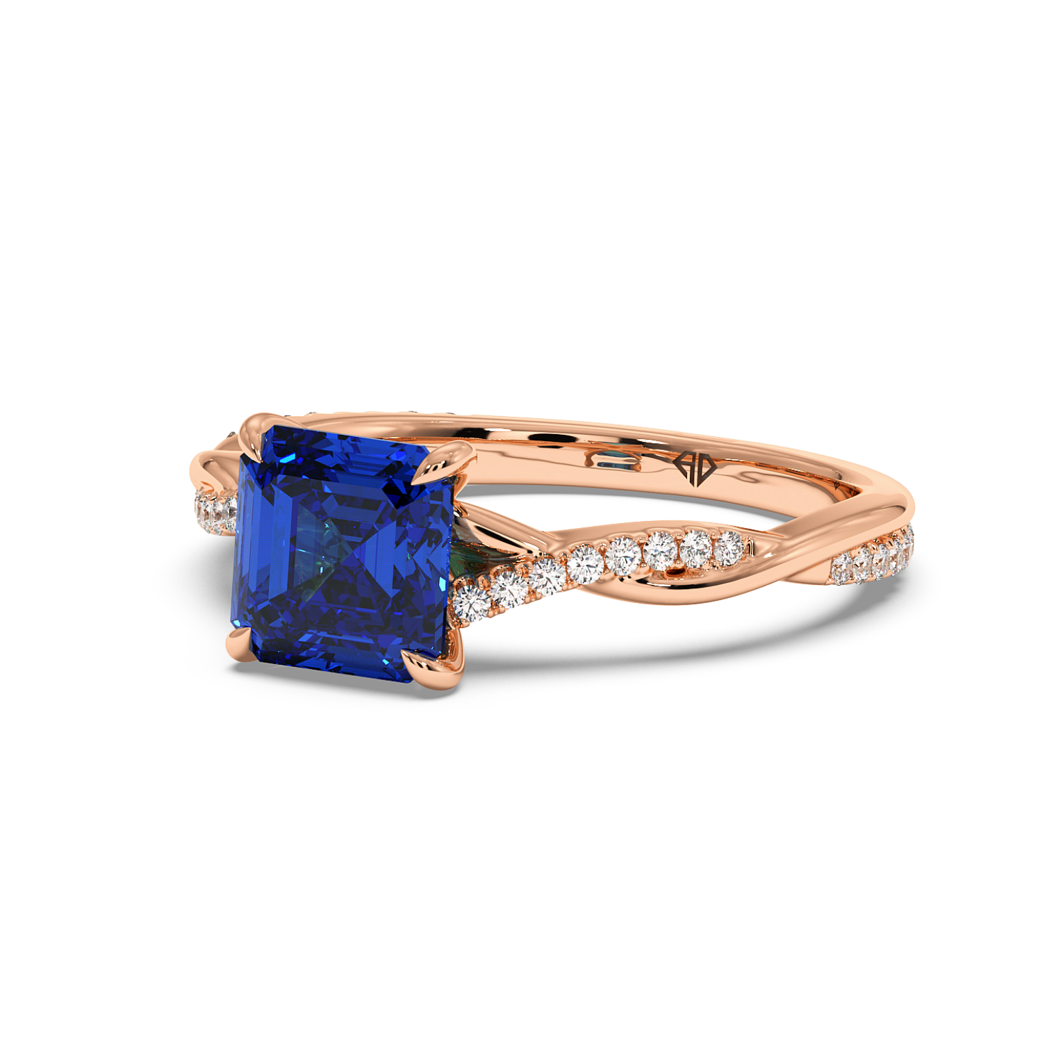 18K Rose Gold Rochelle Diamond Shoulder Engagement Ring