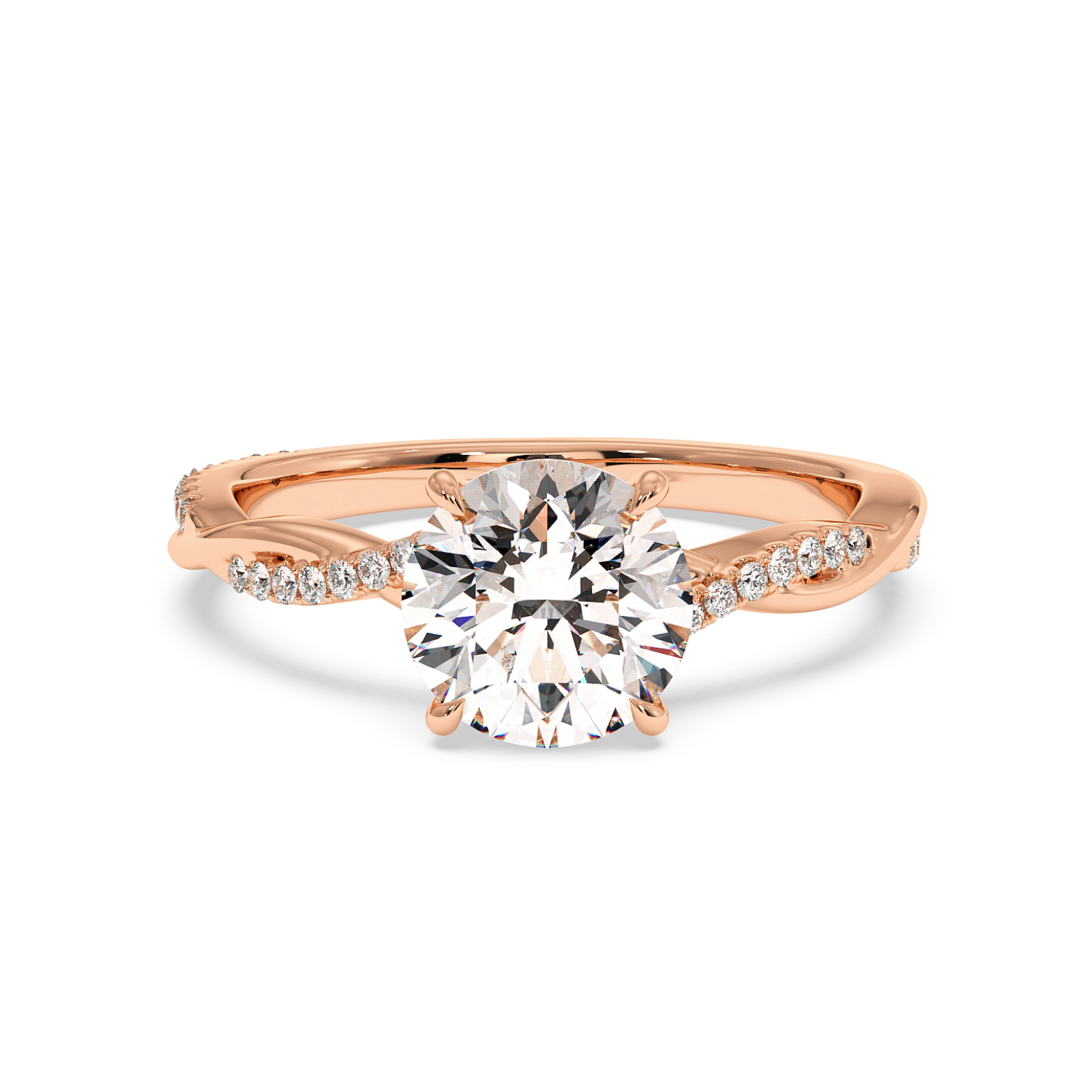 18K Rose Gold Rochelle Diamond Shoulder Engagement Ring