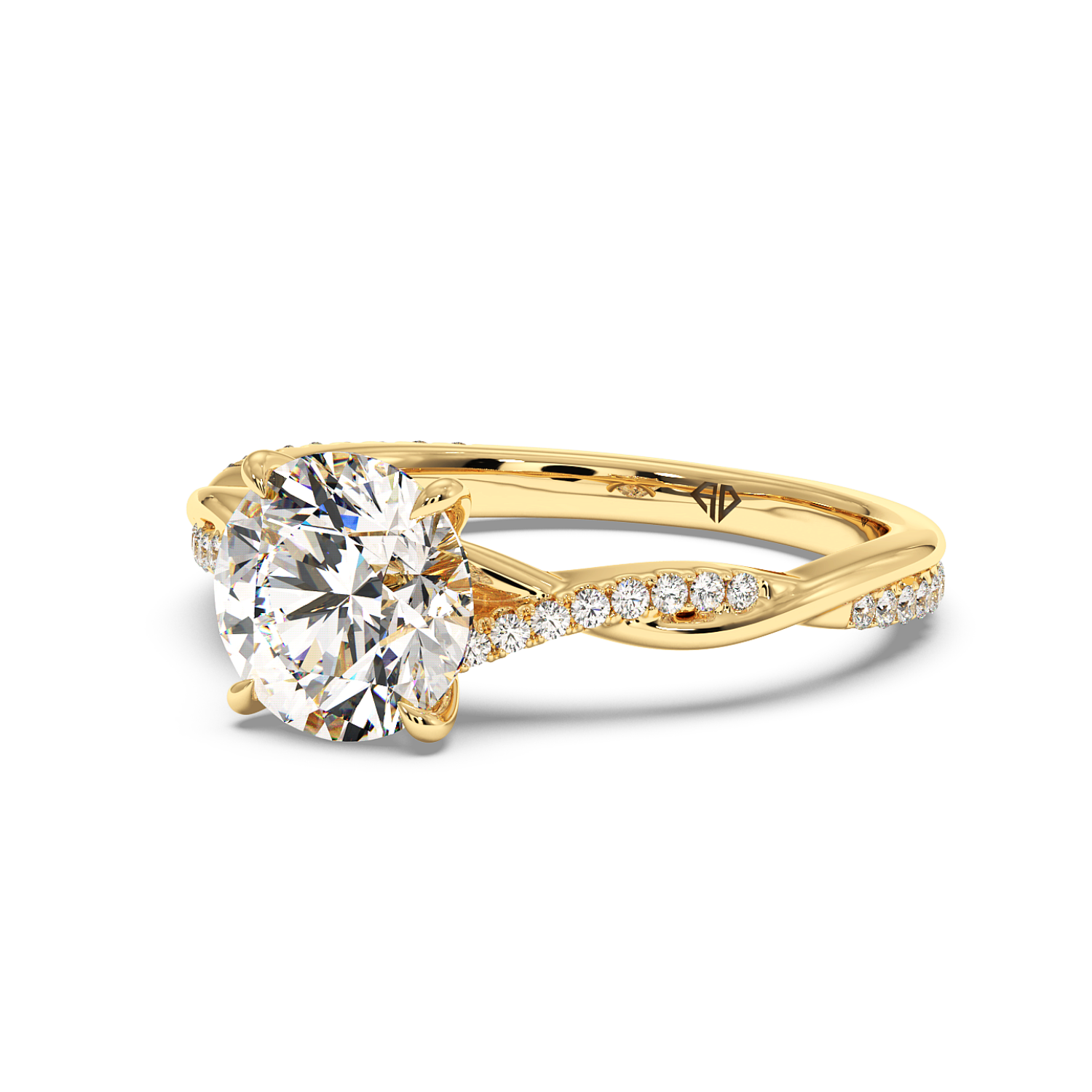 18K Yellow Gold Rochelle Diamond Shoulder Engagement Ring