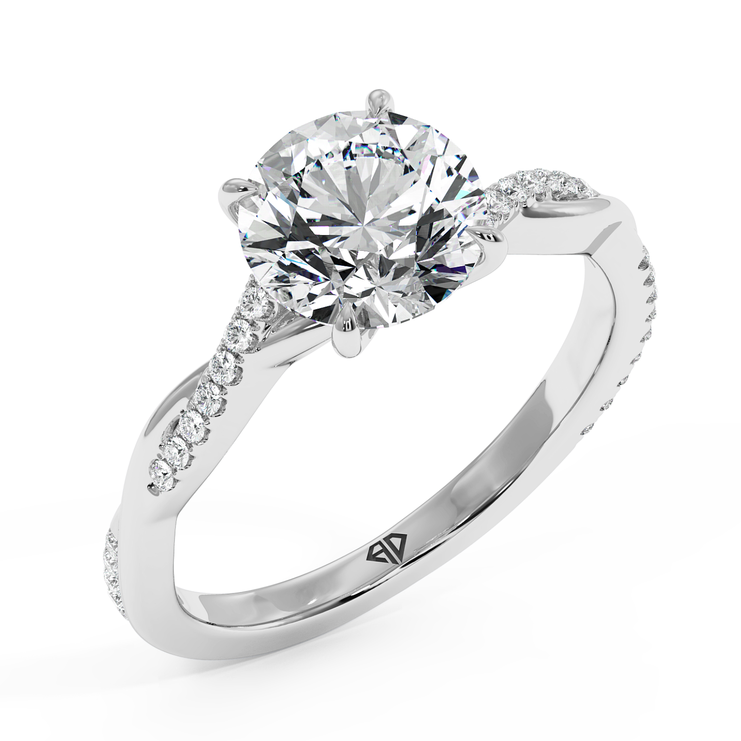 Platinum Rochelle Diamond Shoulder Engagement Ring