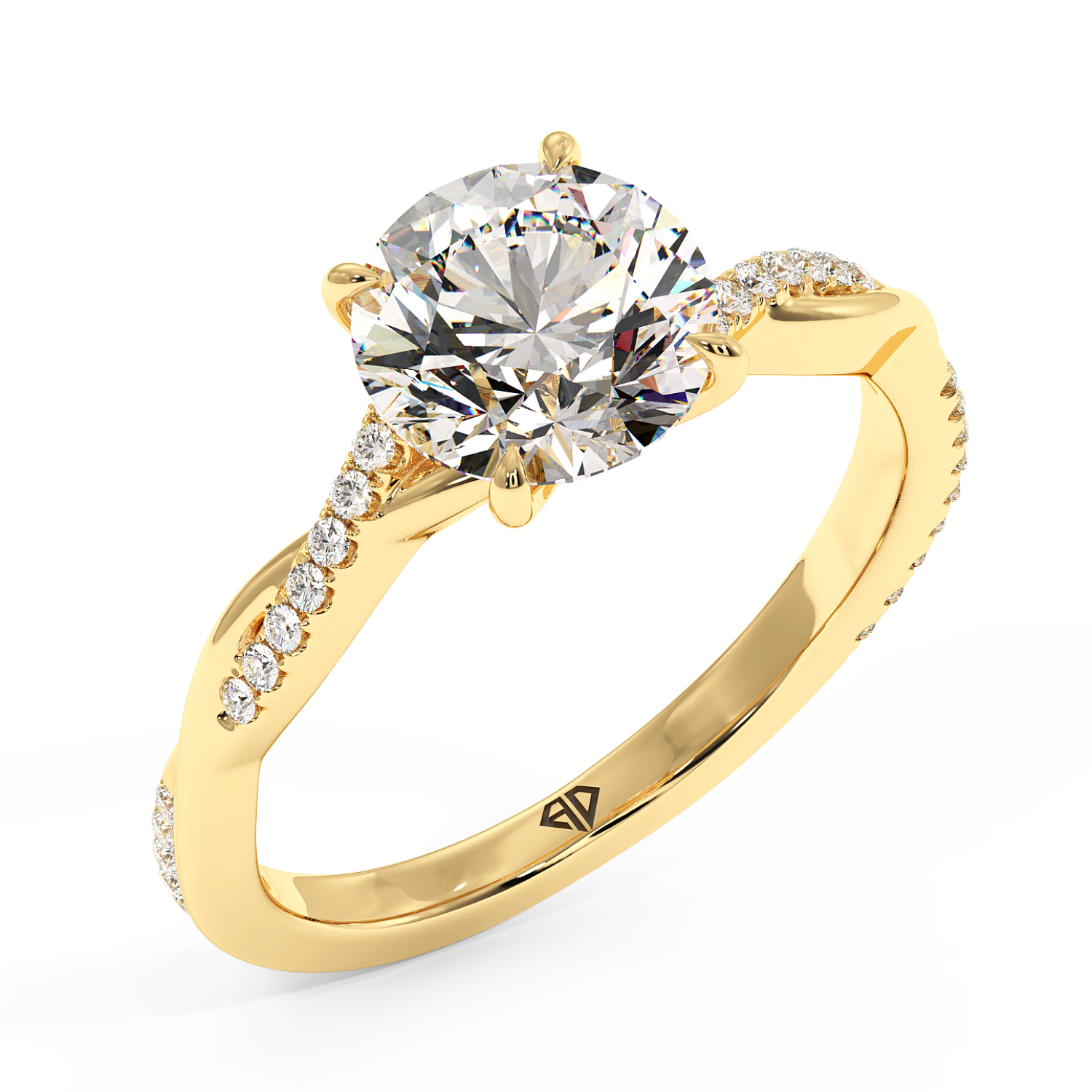 18K Yellow Gold Rochelle Diamond Shoulder Engagement Ring