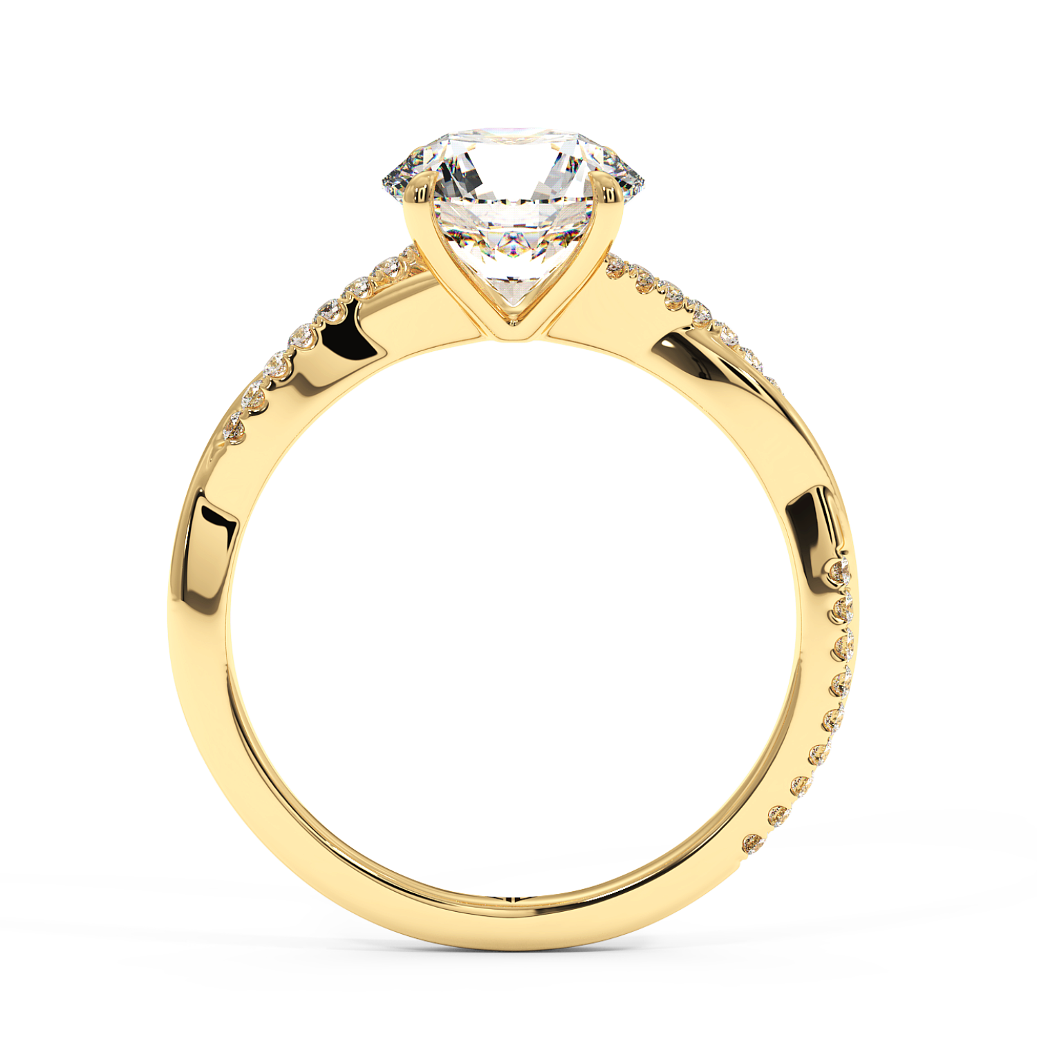 18K Yellow Gold Rochelle Diamond Shoulder Engagement Ring