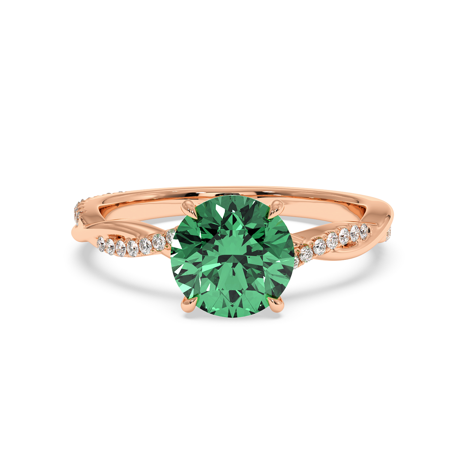 18K Rose Gold Rochelle Diamond Shoulder Engagement Ring