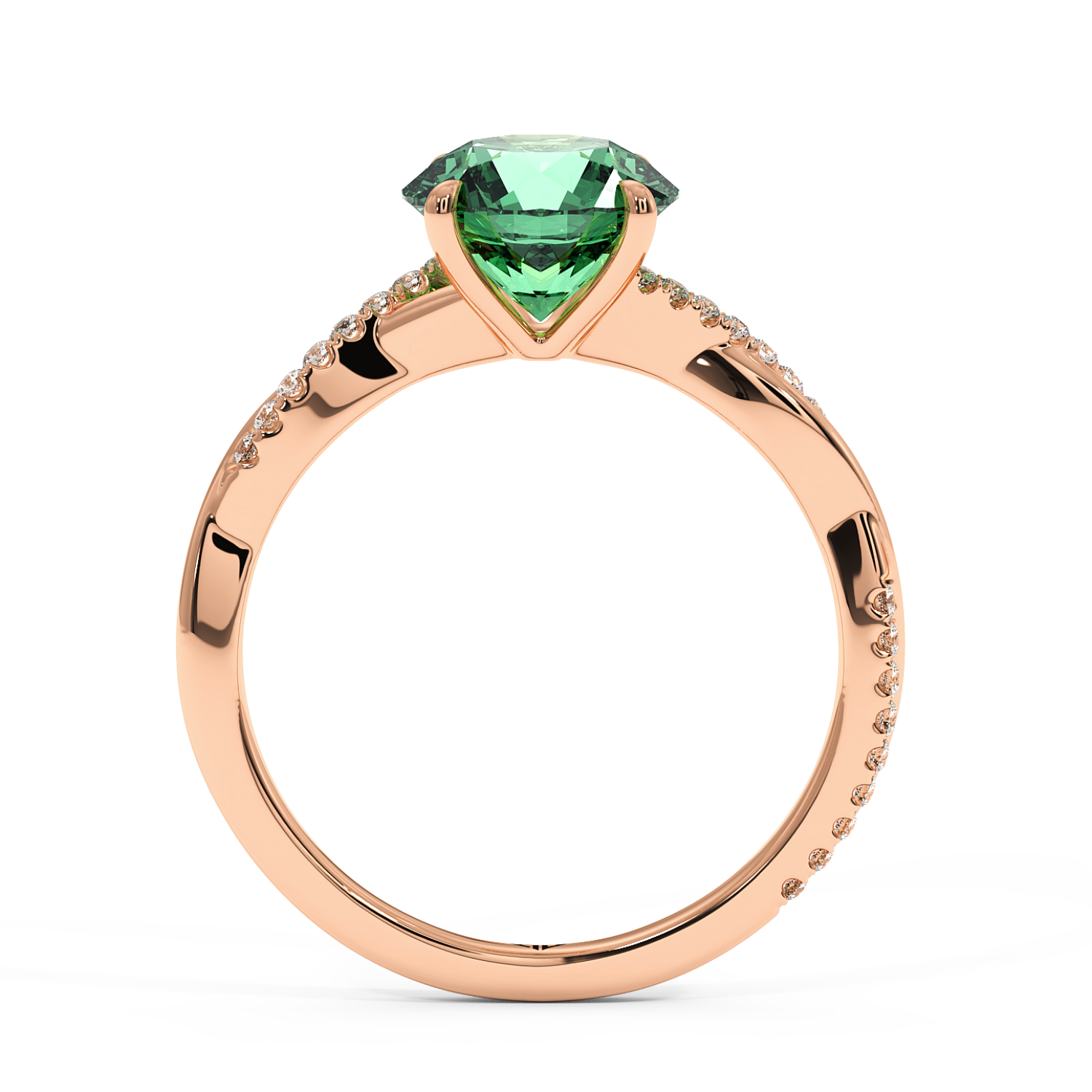 18K Rose Gold Rochelle Diamond Shoulder Engagement Ring