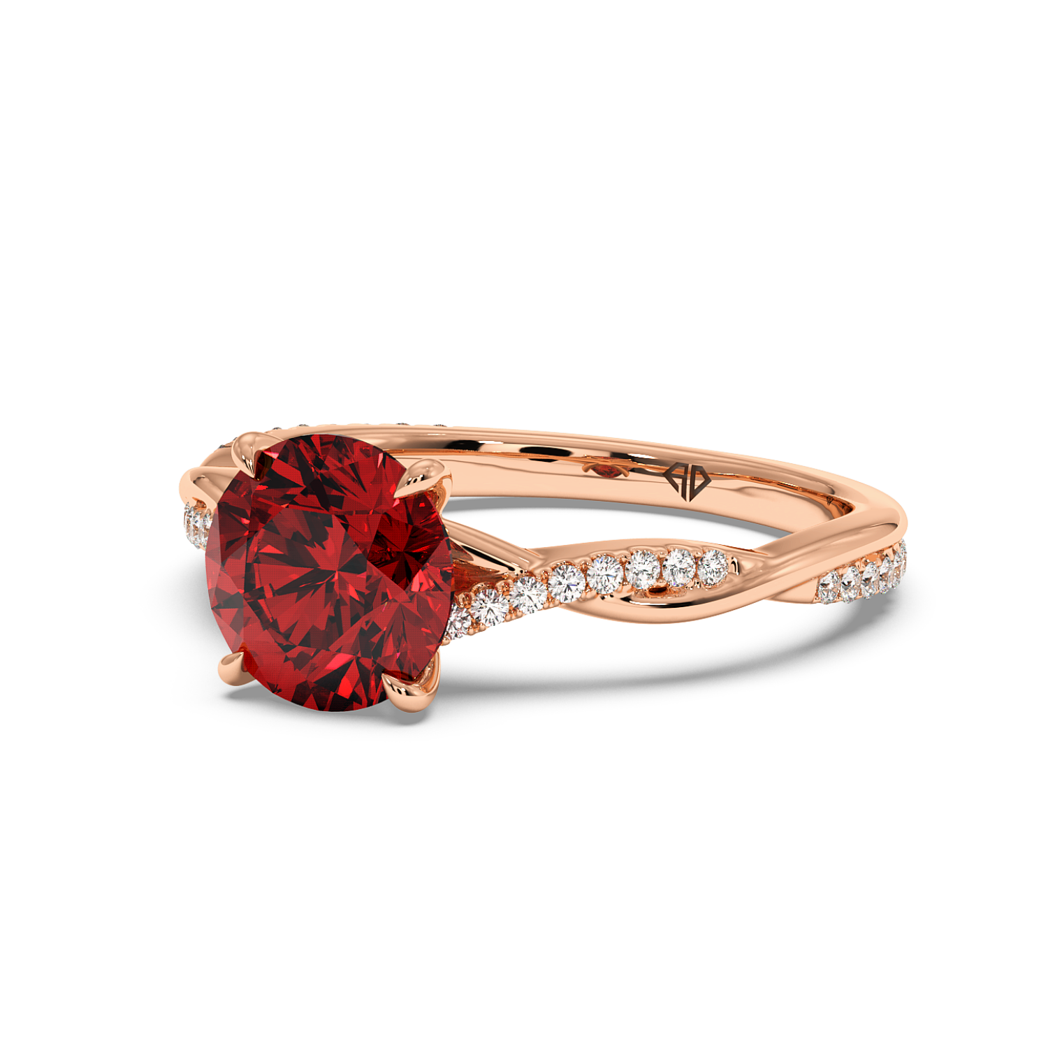 18K Rose Gold Rochelle Diamond Shoulder Engagement Ring