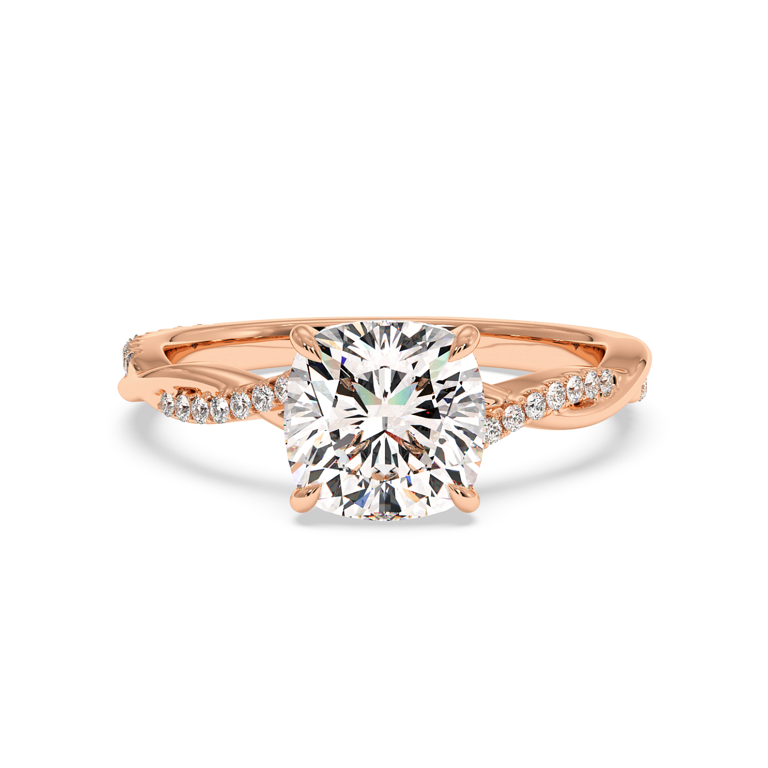 18K Rose Gold Rochelle Diamond Shoulder Engagement Ring