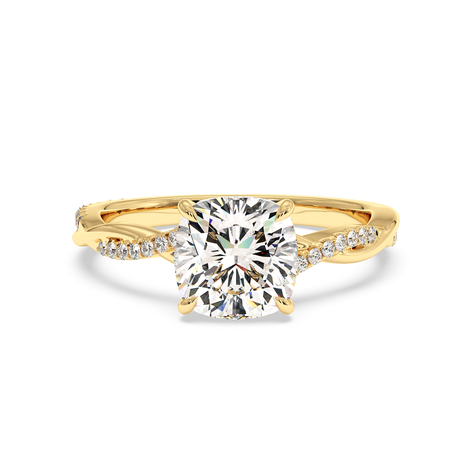 18K Yellow Gold Rochelle Diamond Shoulder Engagement Ring