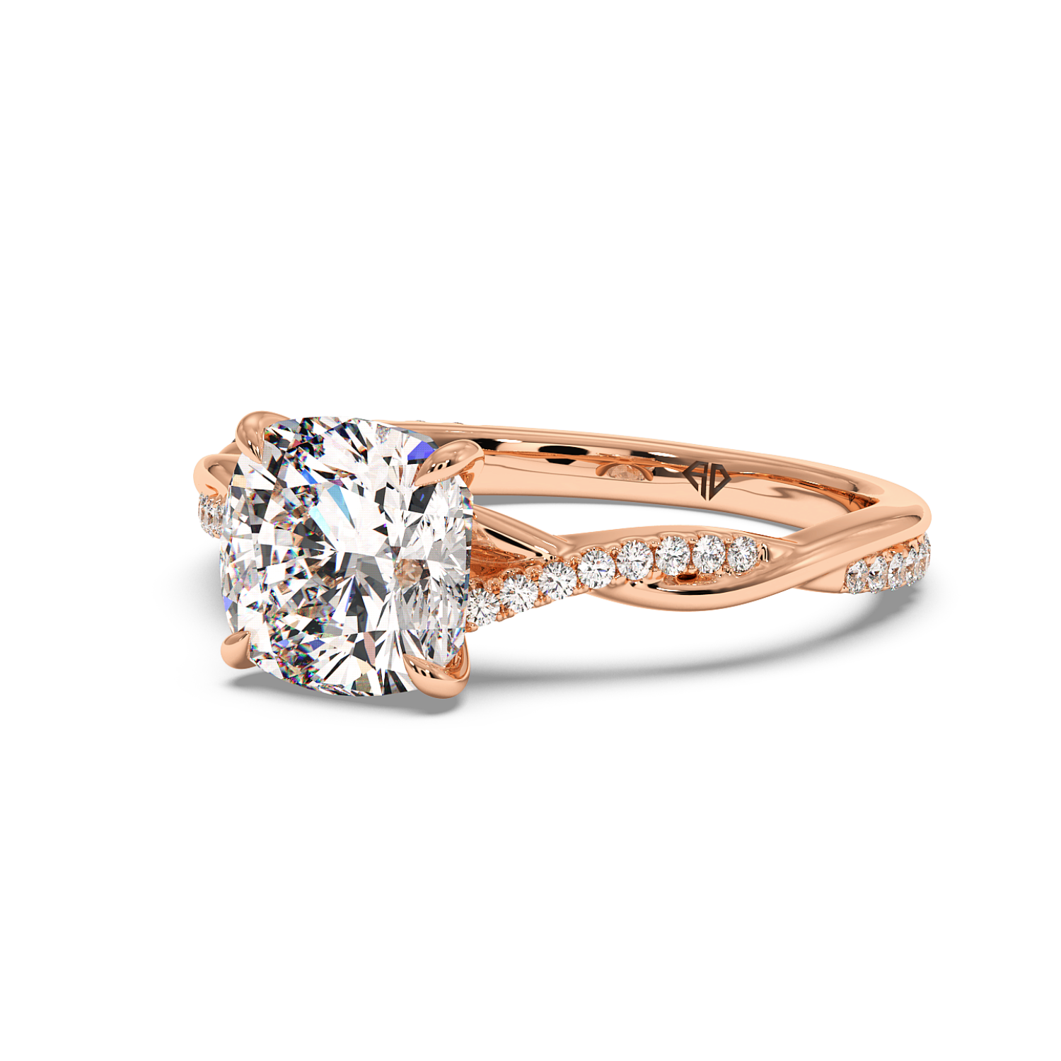 18K Rose Gold Rochelle Diamond Shoulder Engagement Ring