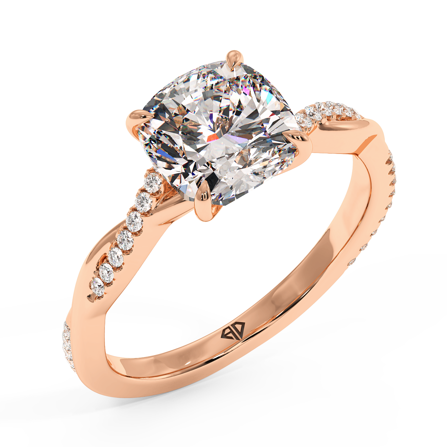 18K Rose Gold Rochelle Diamond Shoulder Engagement Ring