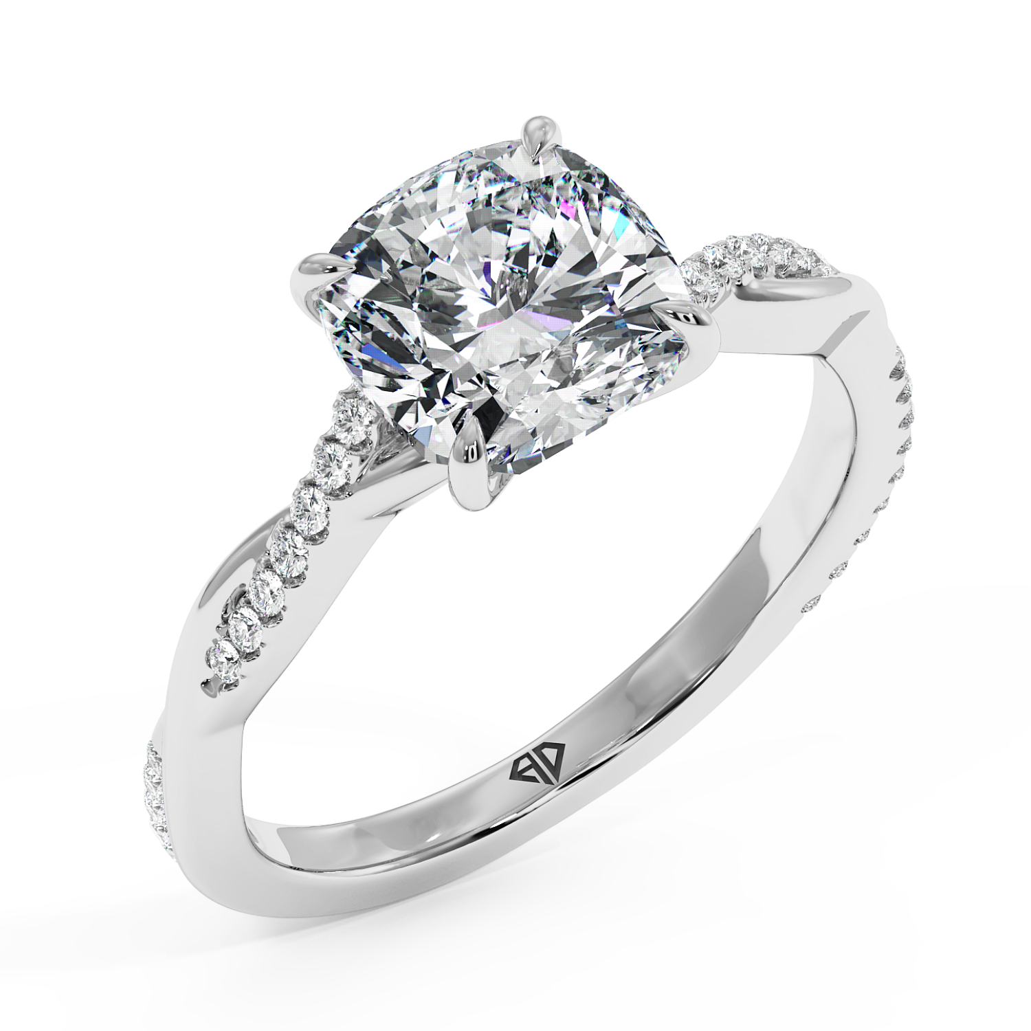 18K White Gold Rochelle Diamond Shoulder Engagement Ring