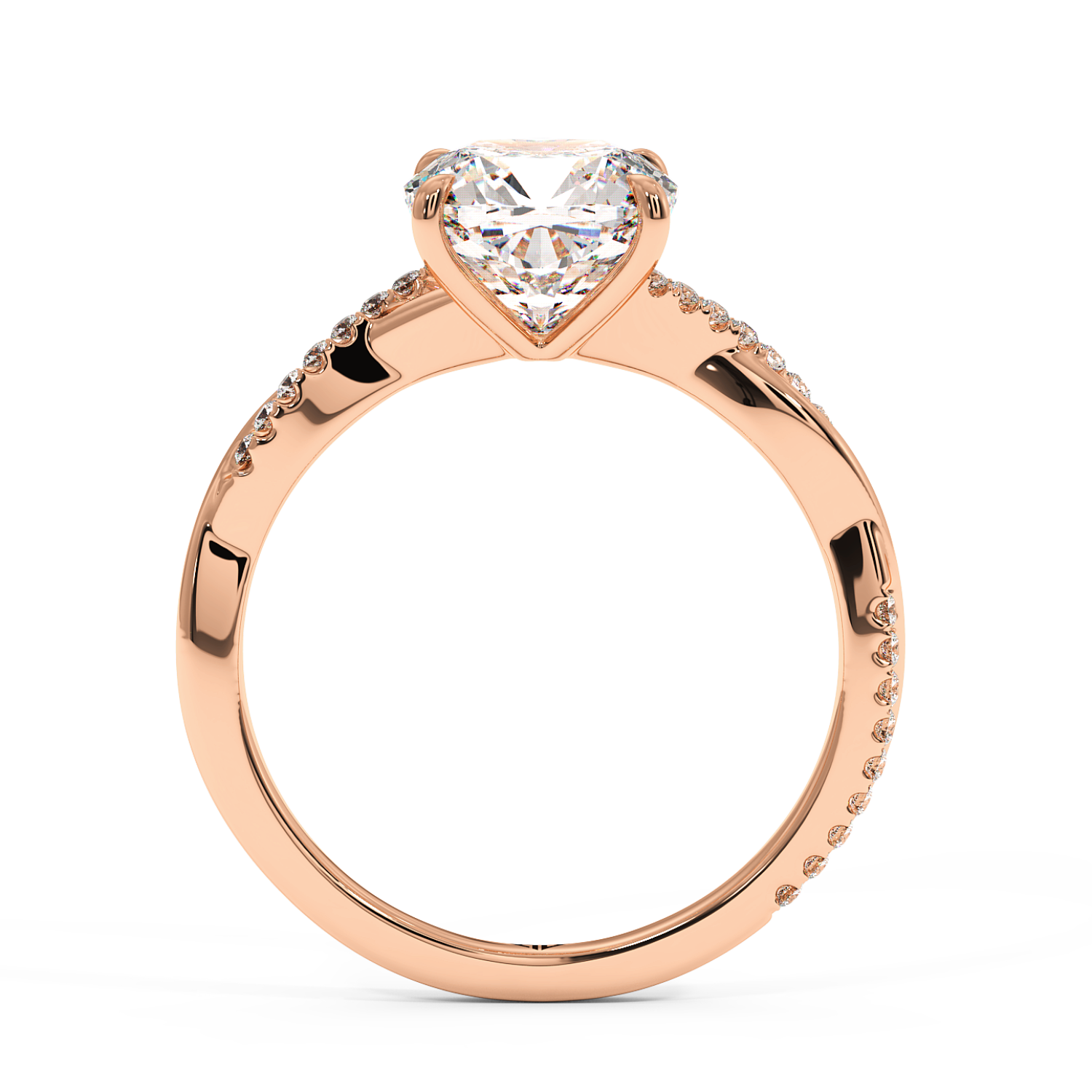 18K Rose Gold Rochelle Diamond Shoulder Engagement Ring