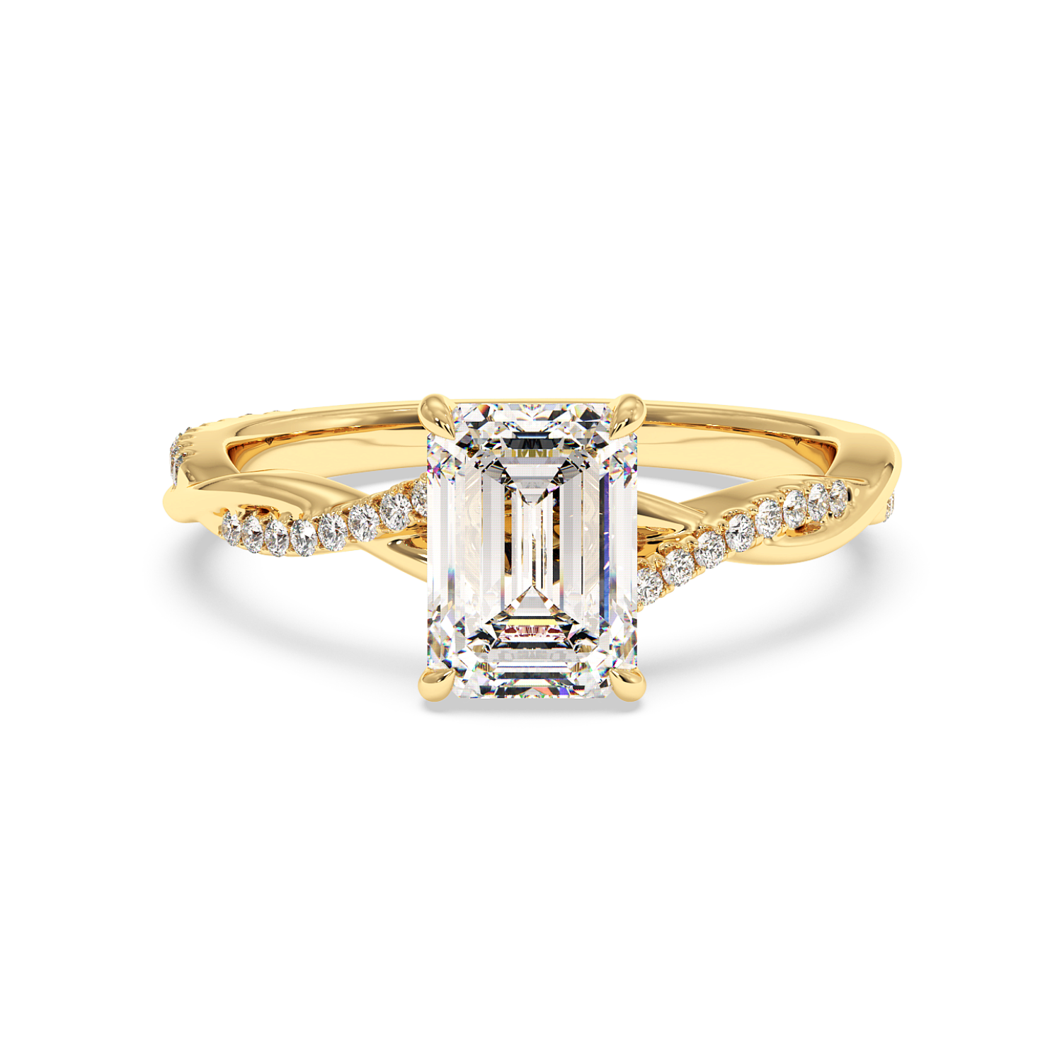 18K Yellow Gold Rochelle Diamond Shoulder Engagement Ring