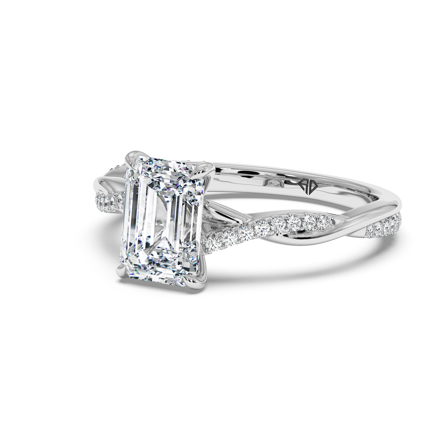 18K White Gold Rochelle Diamond Shoulder Engagement Ring