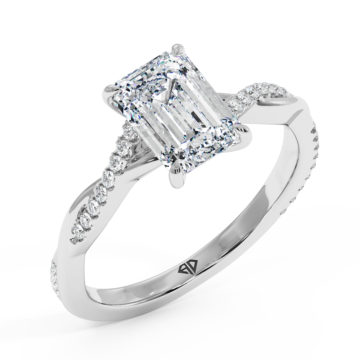 18K White Gold Rochelle Diamond Shoulder Engagement Ring