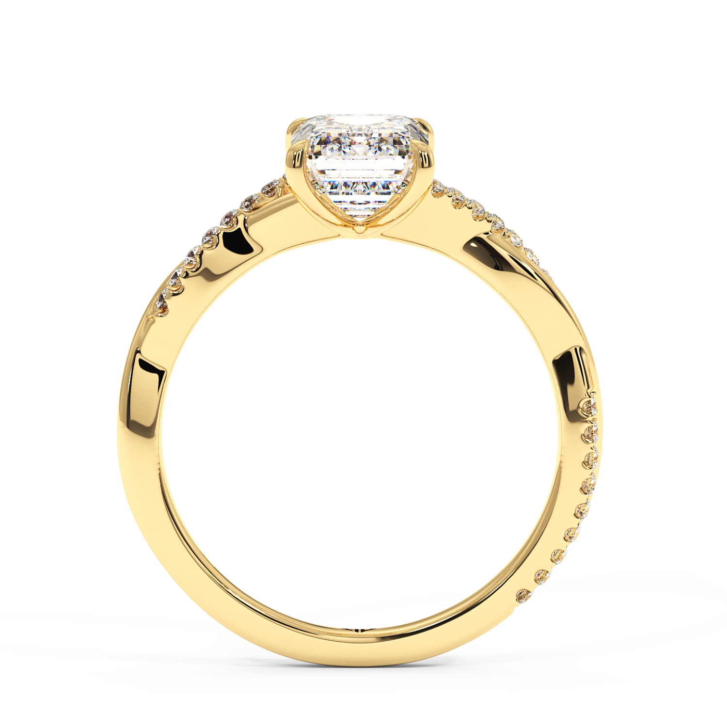 18K Yellow Gold Rochelle Diamond Shoulder Engagement Ring