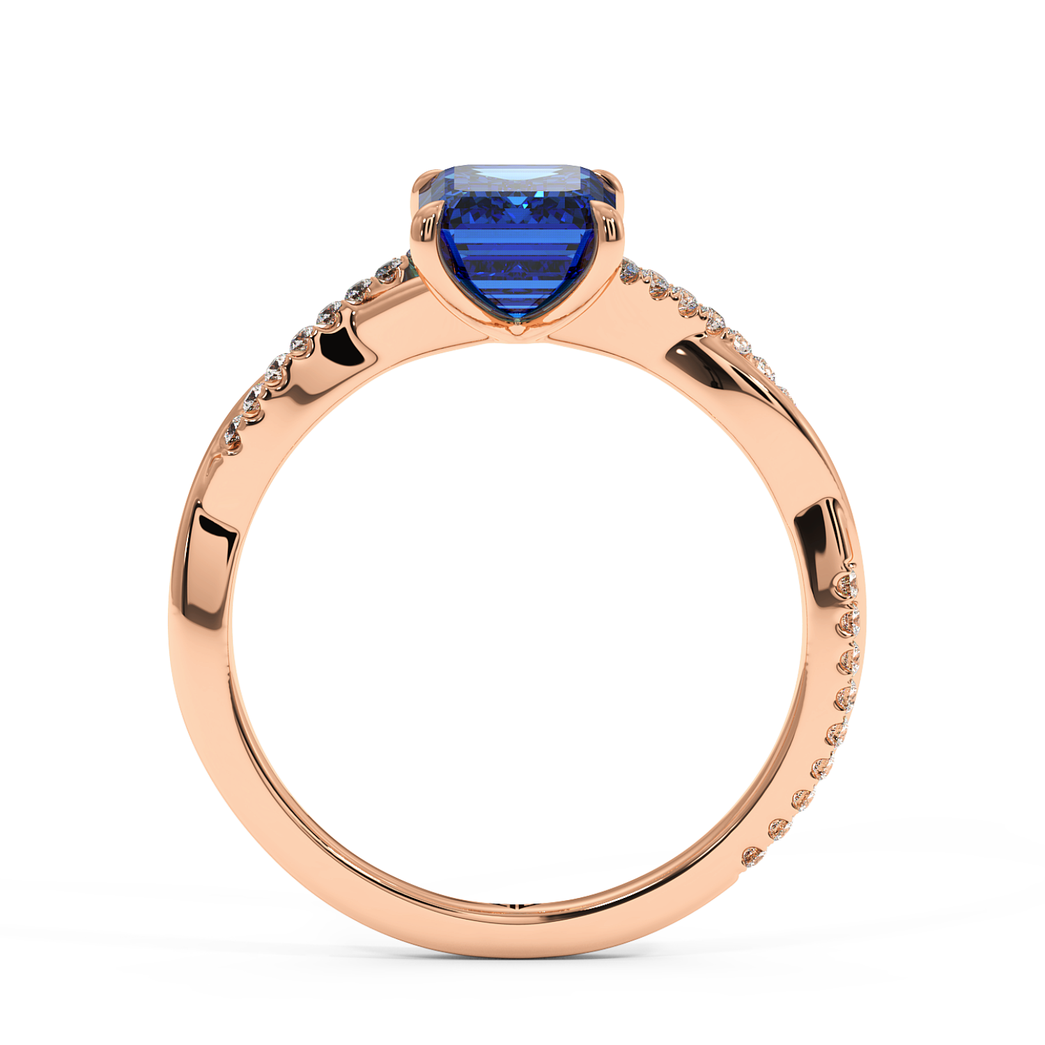 18K Rose Gold Rochelle Diamond Shoulder Engagement Ring