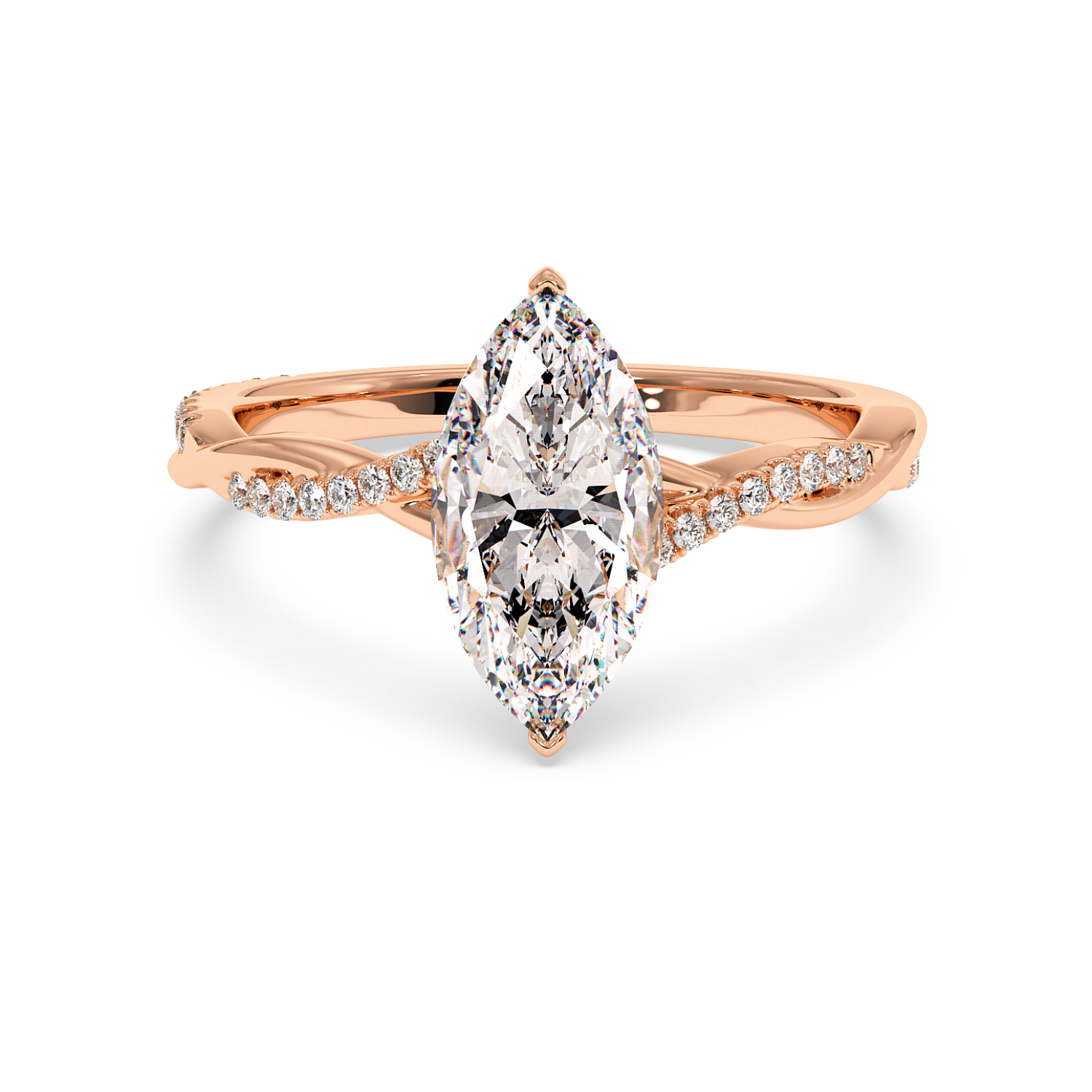 18K Rose Gold Rochelle Diamond Shoulder Engagement Ring