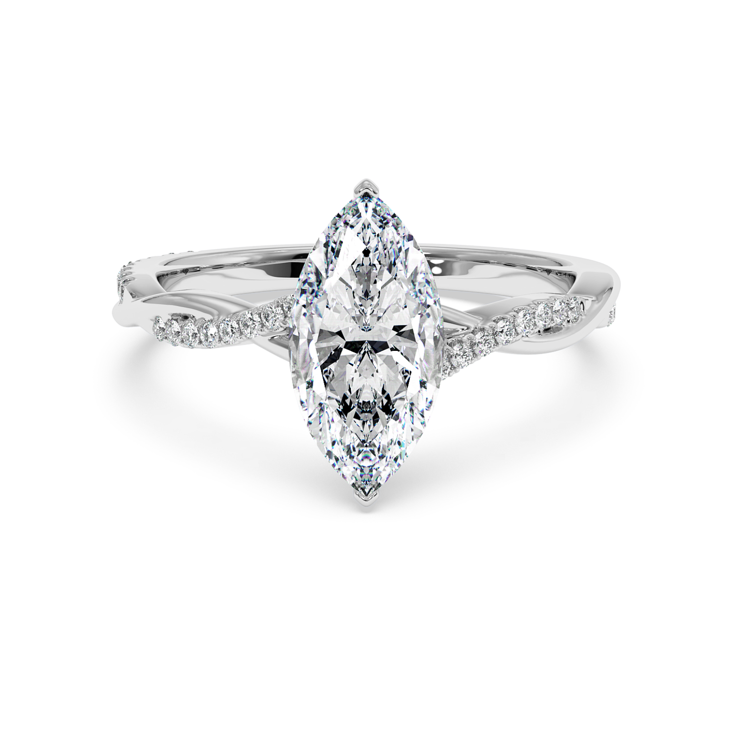 18K White Gold Rochelle Diamond Shoulder Engagement Ring