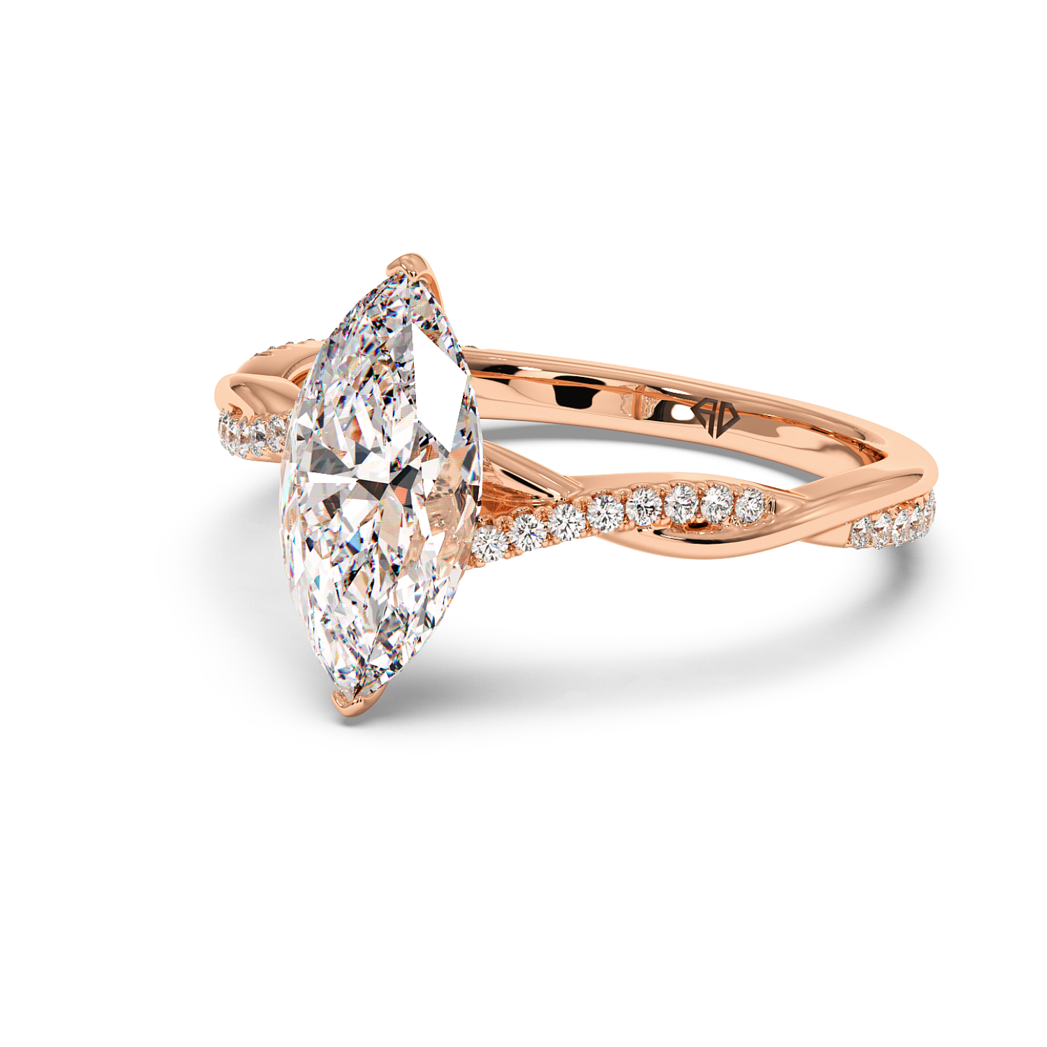 18K Rose Gold Rochelle Diamond Shoulder Engagement Ring