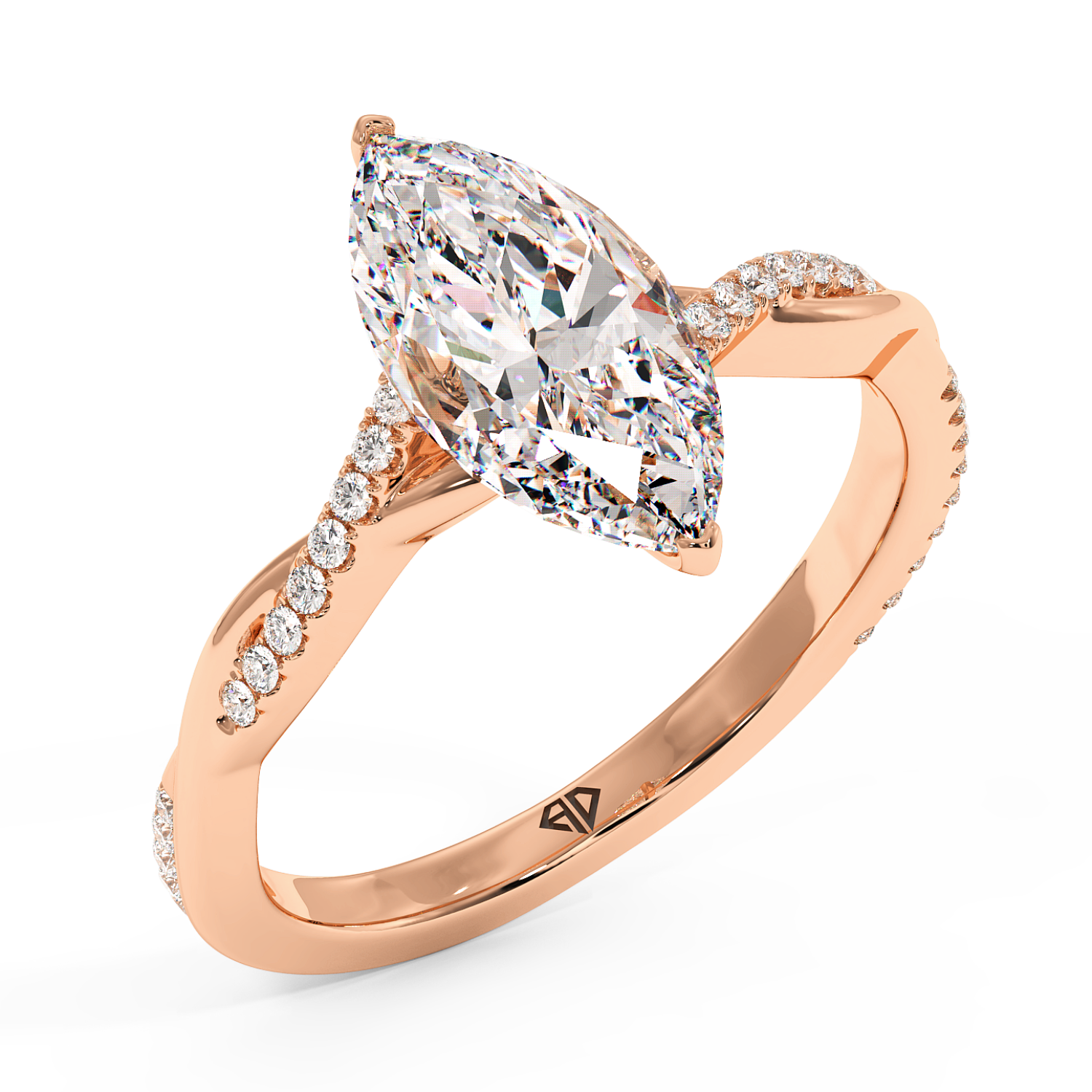 18K Rose Gold Rochelle Diamond Shoulder Engagement Ring