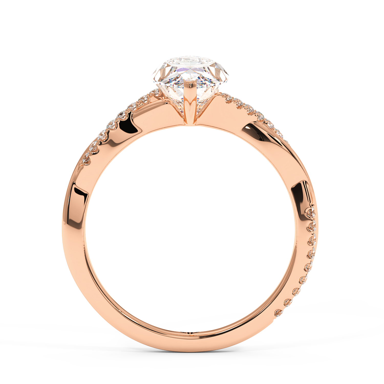 18K Rose Gold Rochelle Diamond Shoulder Engagement Ring