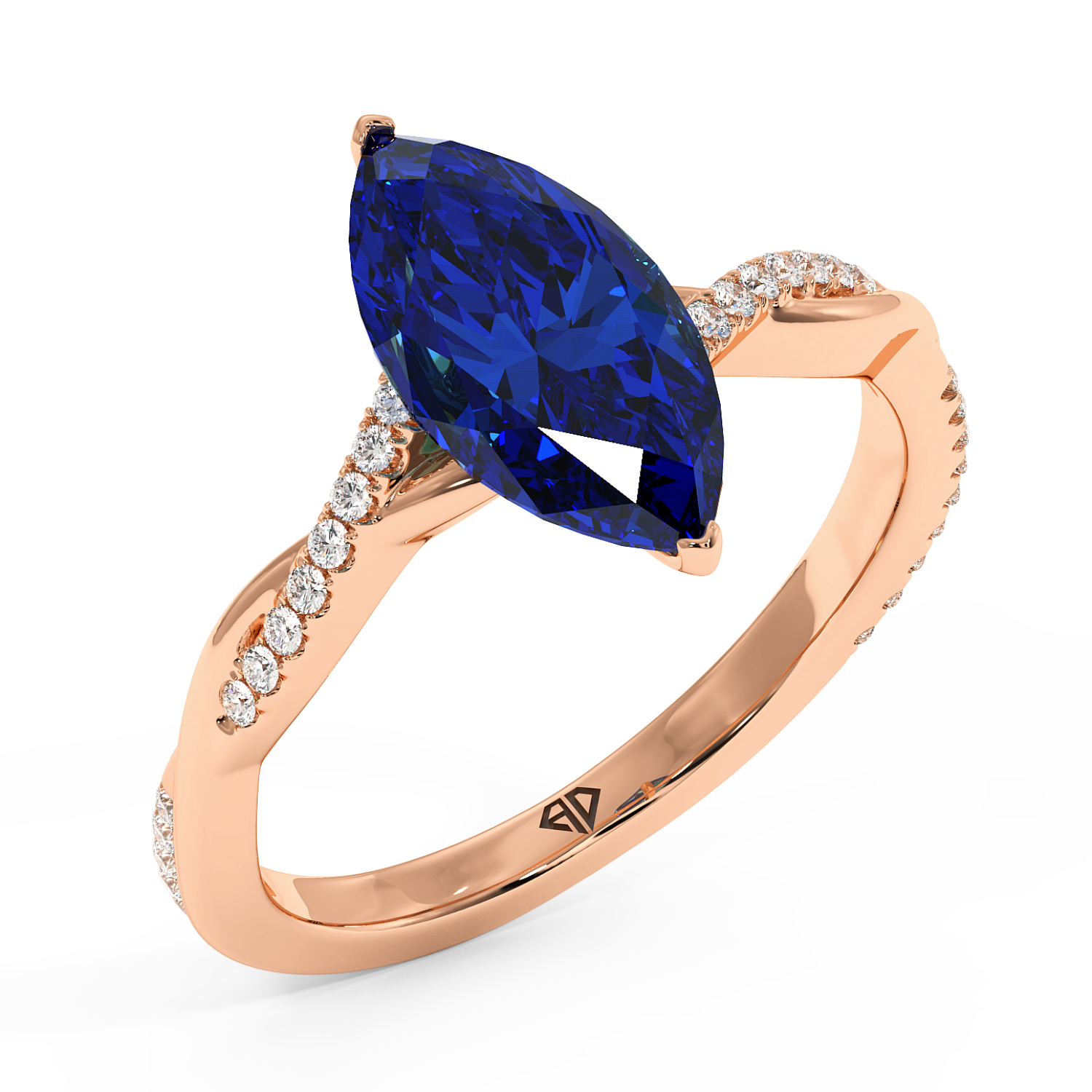 18K Rose Gold Rochelle Diamond Shoulder Engagement Ring