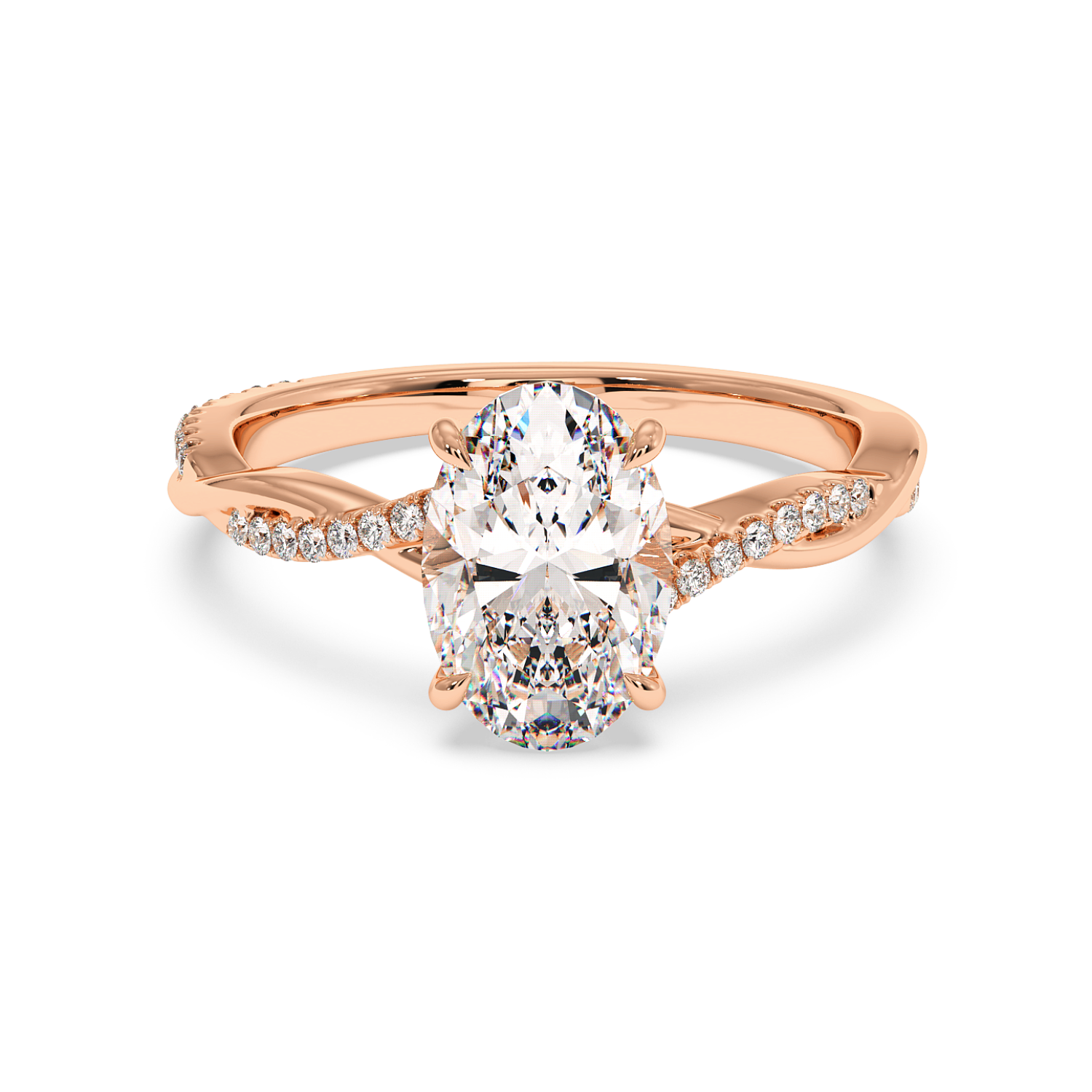 18K Rose Gold Rochelle Diamond Shoulder Engagement Ring