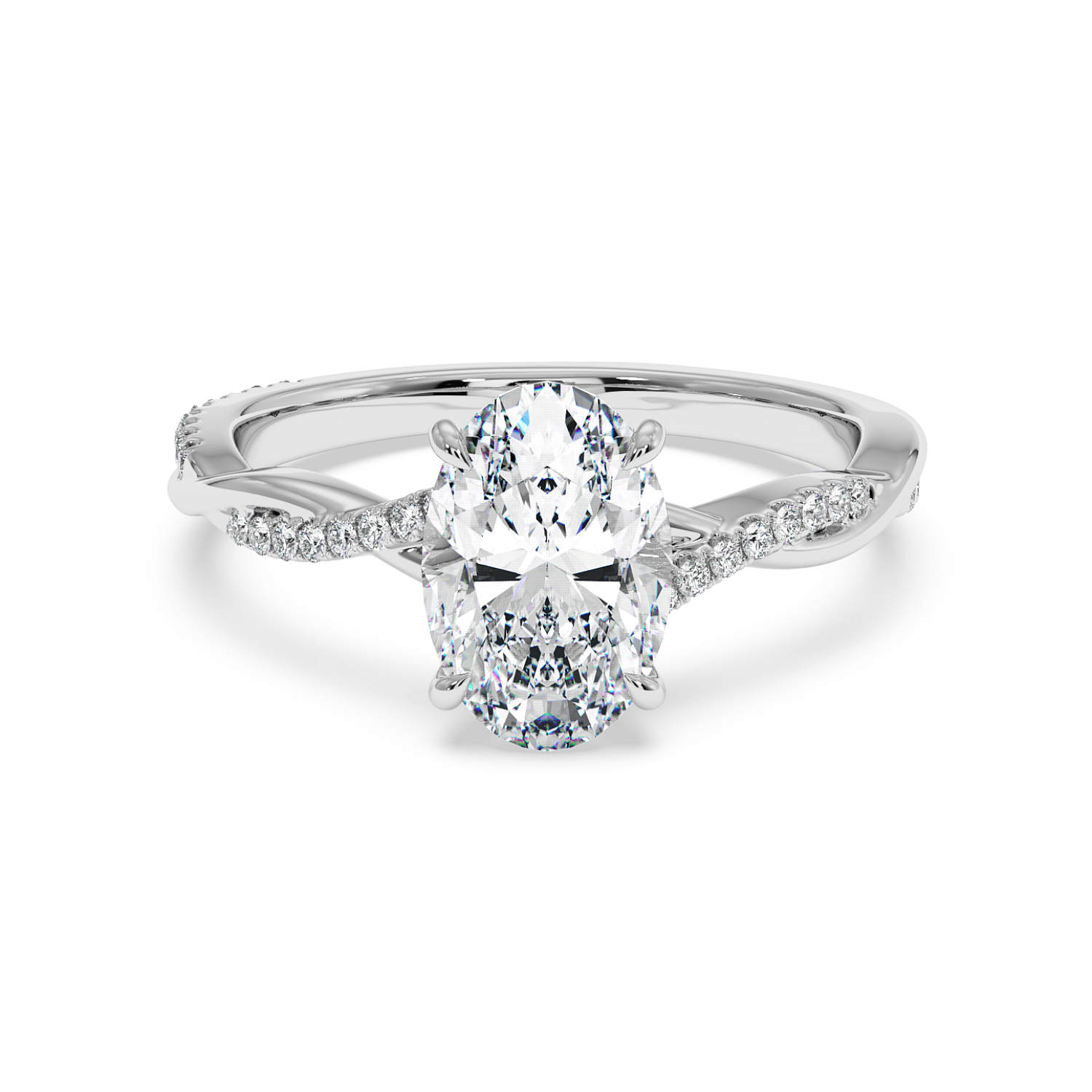 18K White Gold Rochelle Diamond Shoulder Engagement Ring