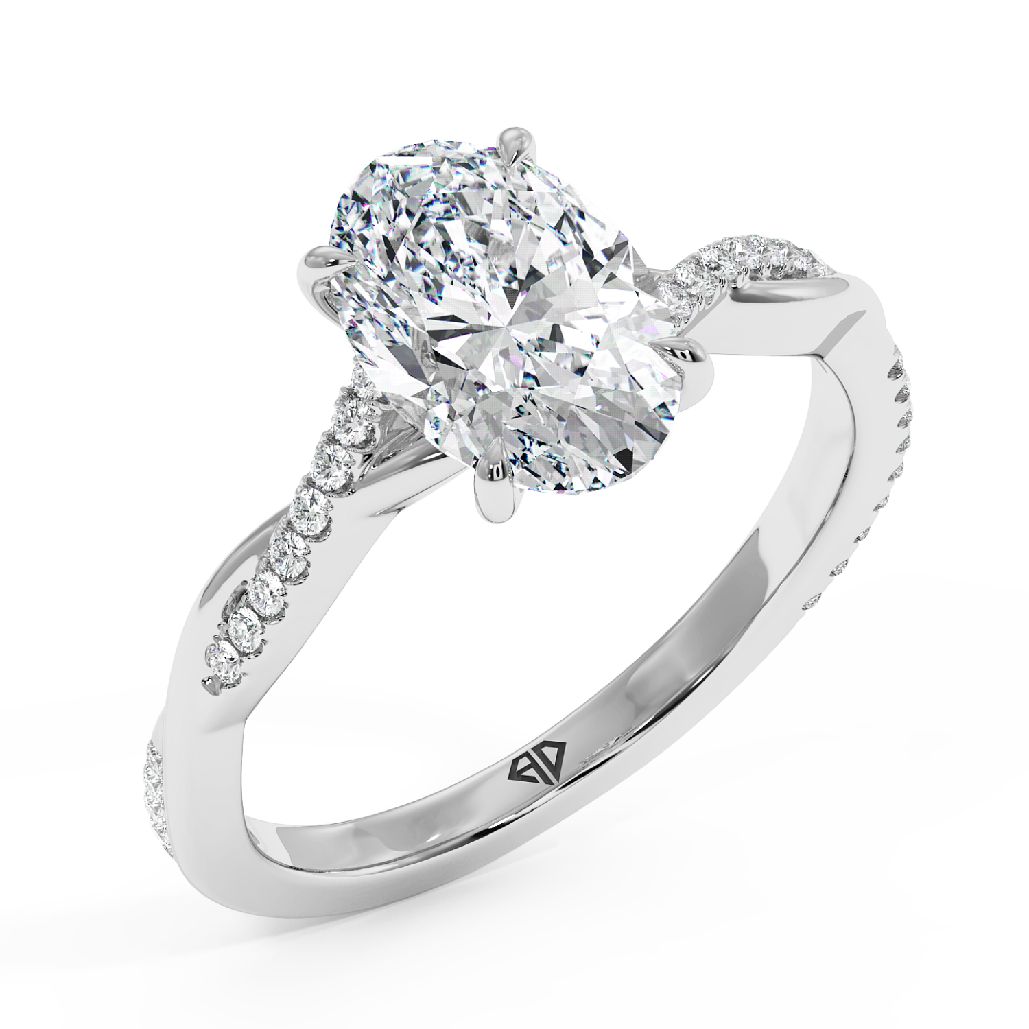 18K White Gold Rochelle Diamond Shoulder Engagement Ring