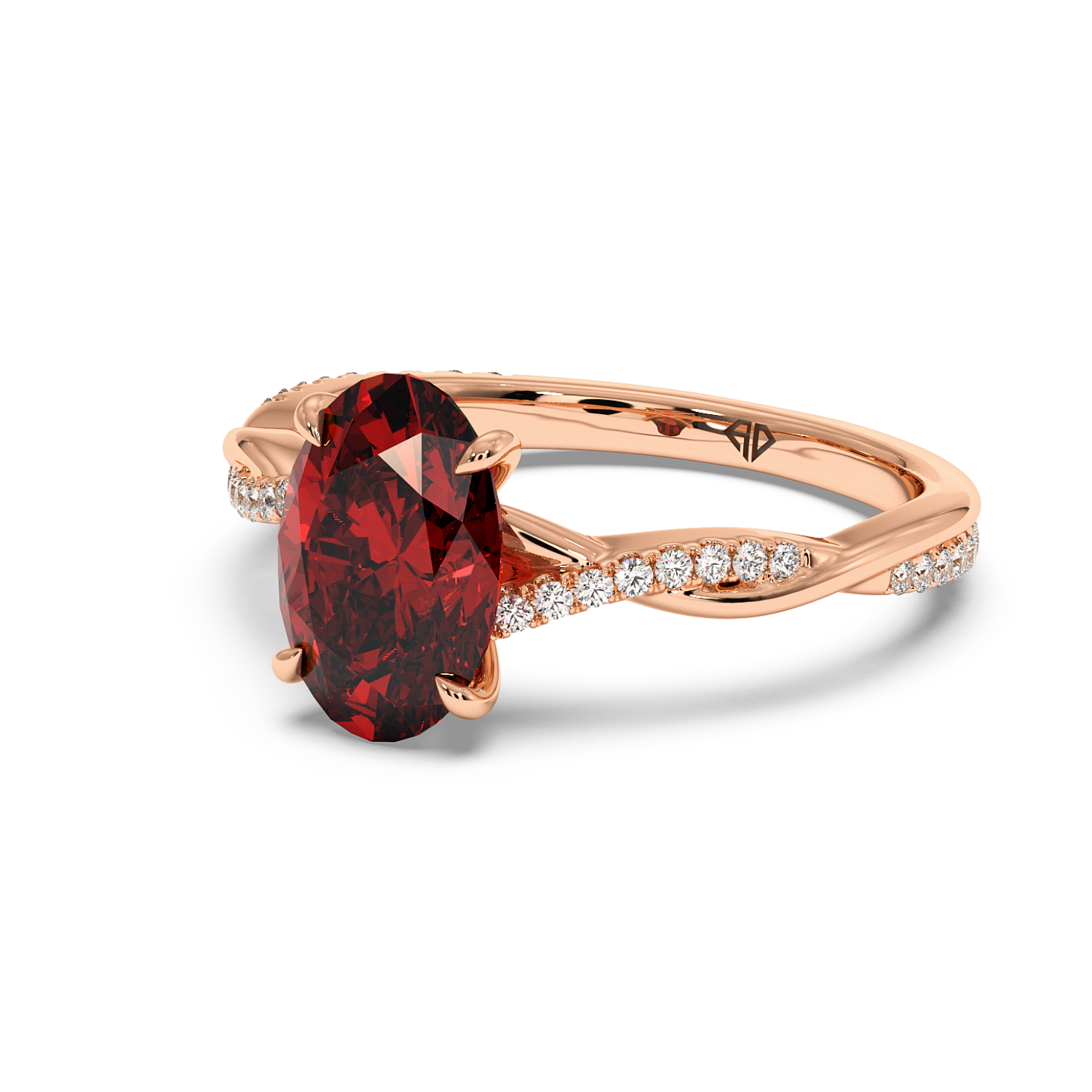 18K Rose Gold Rochelle Diamond Shoulder Engagement Ring