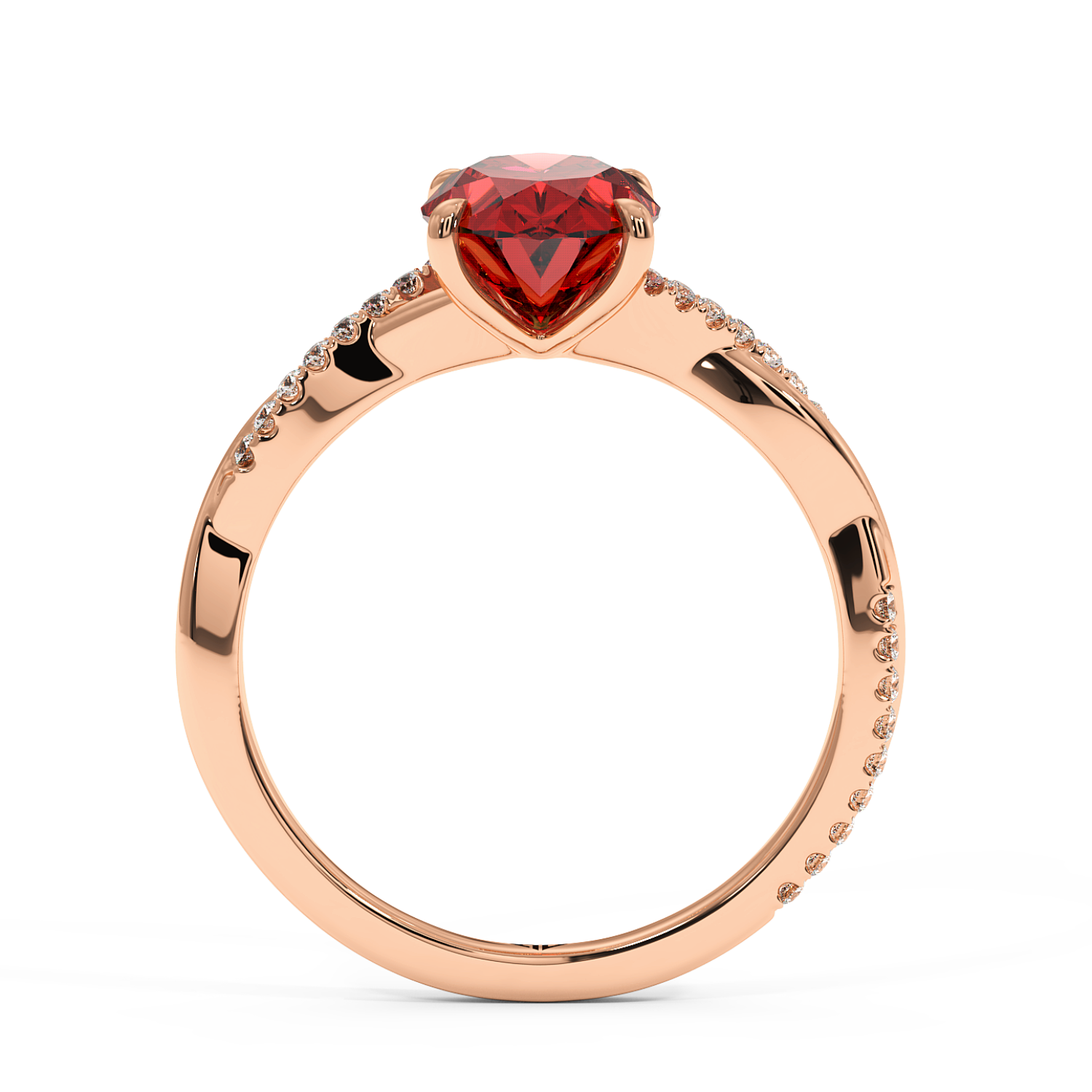 18K Rose Gold Rochelle Diamond Shoulder Engagement Ring