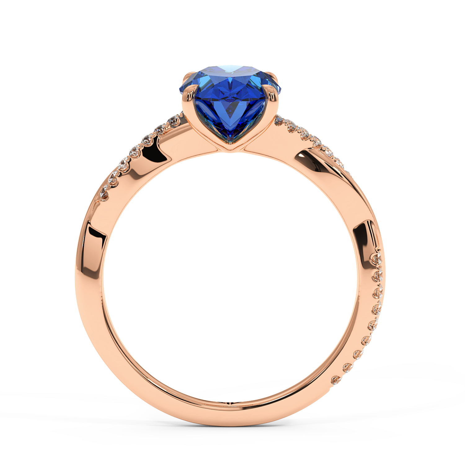 18K Rose Gold Rochelle Diamond Shoulder Engagement Ring