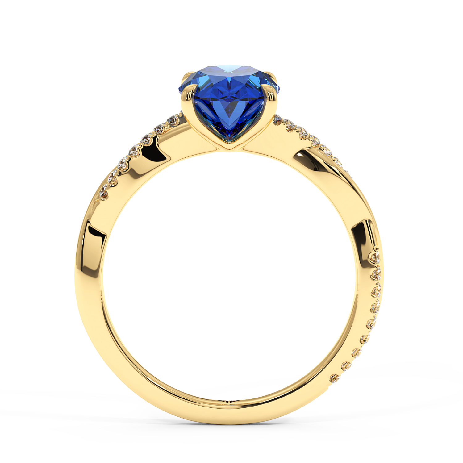 18K Yellow Gold Rochelle Diamond Shoulder Engagement Ring