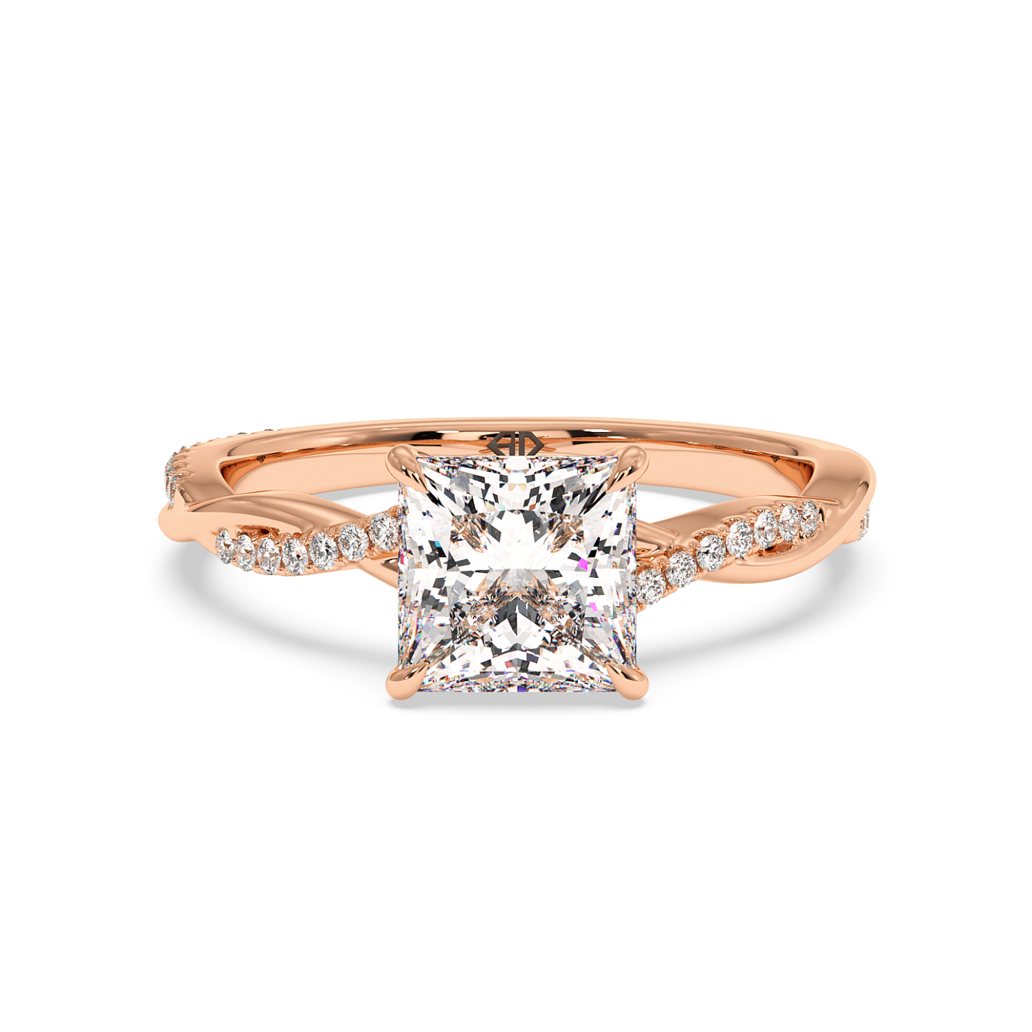 18K Rose Gold Rochelle Diamond Shoulder Engagement Ring