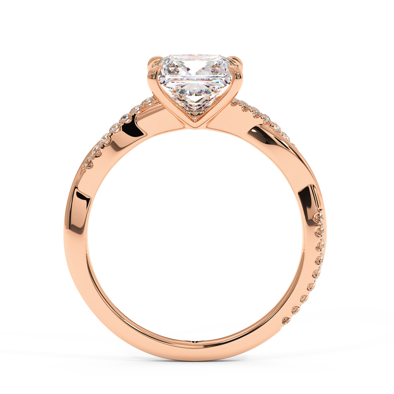 18K Rose Gold Rochelle Diamond Shoulder Engagement Ring