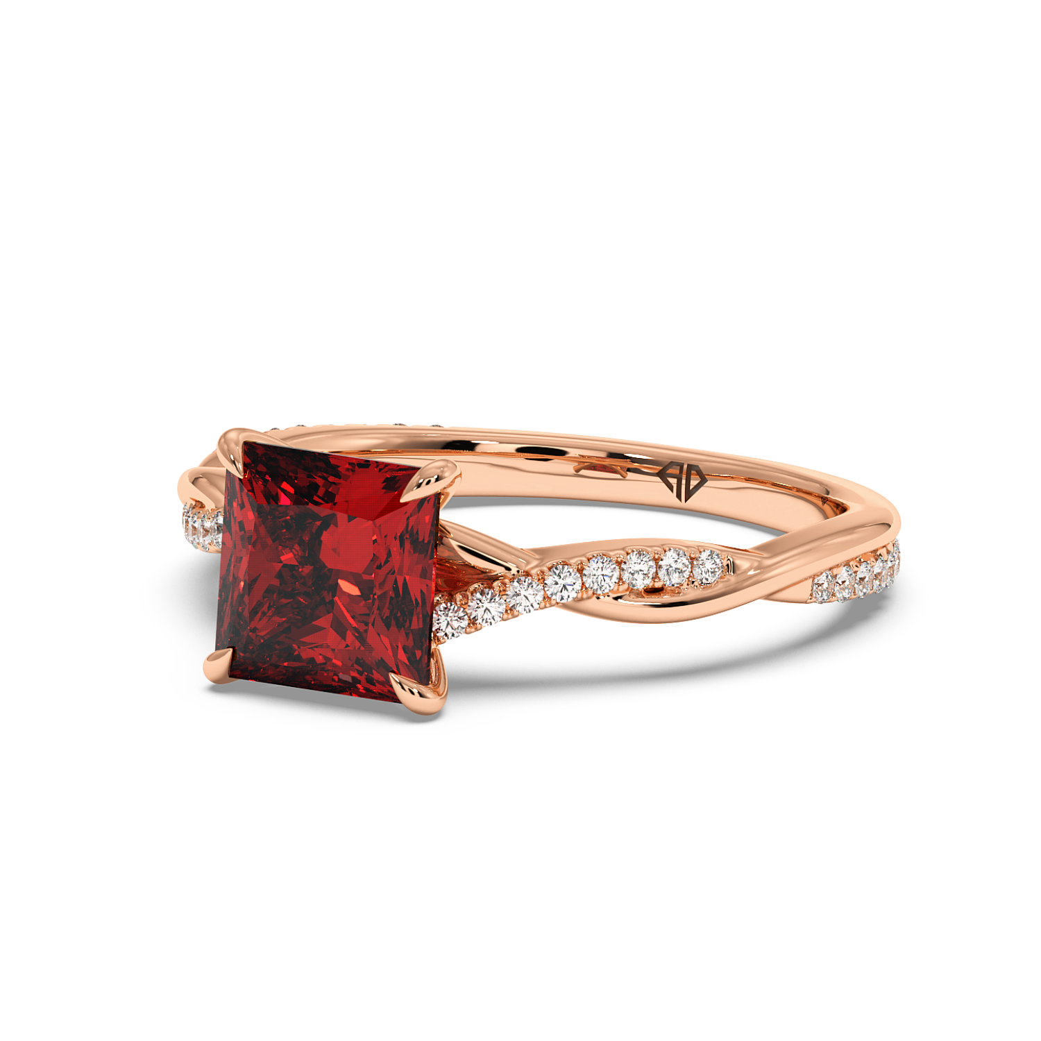 18K Rose Gold Rochelle Diamond Shoulder Engagement Ring