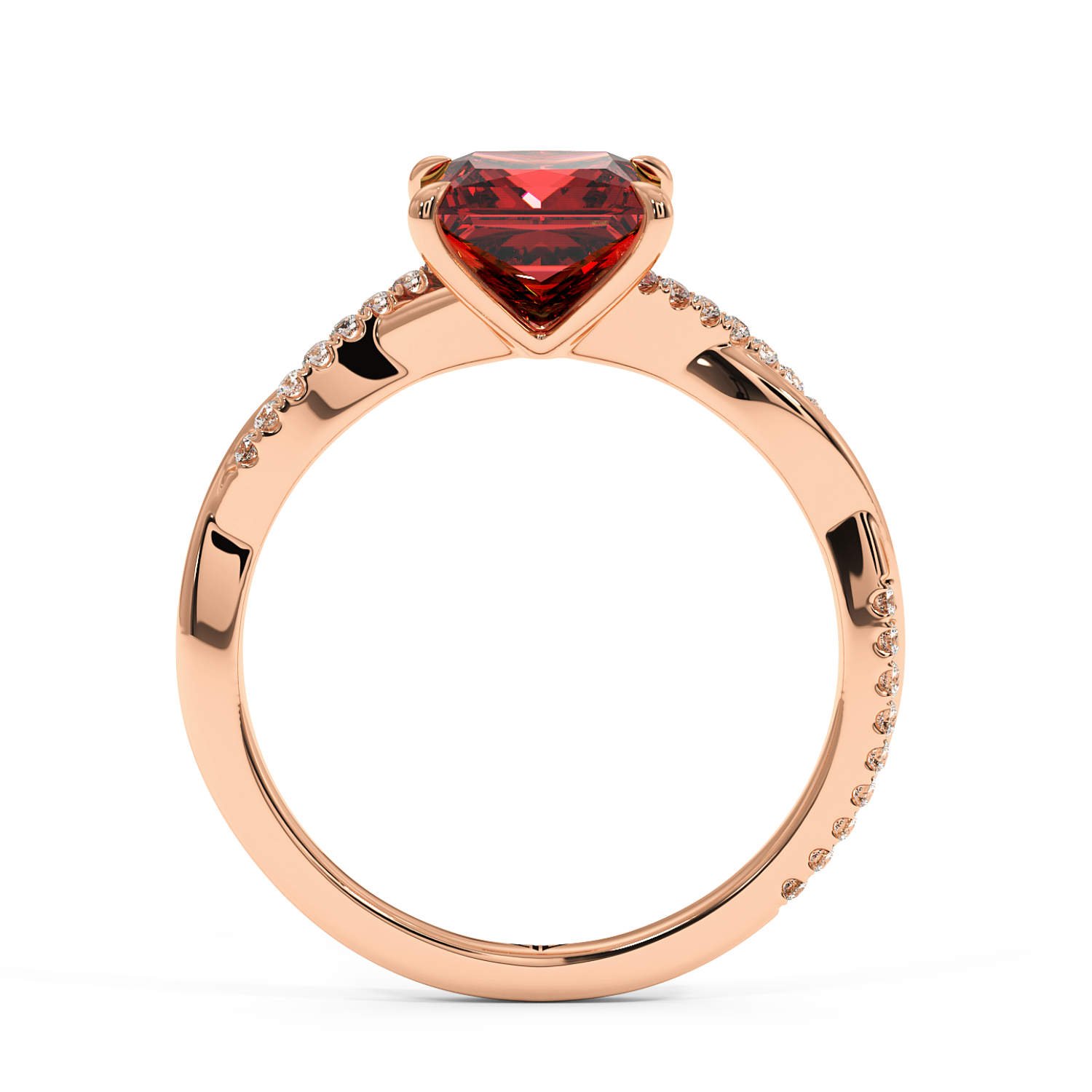 18K Rose Gold Rochelle Diamond Shoulder Engagement Ring