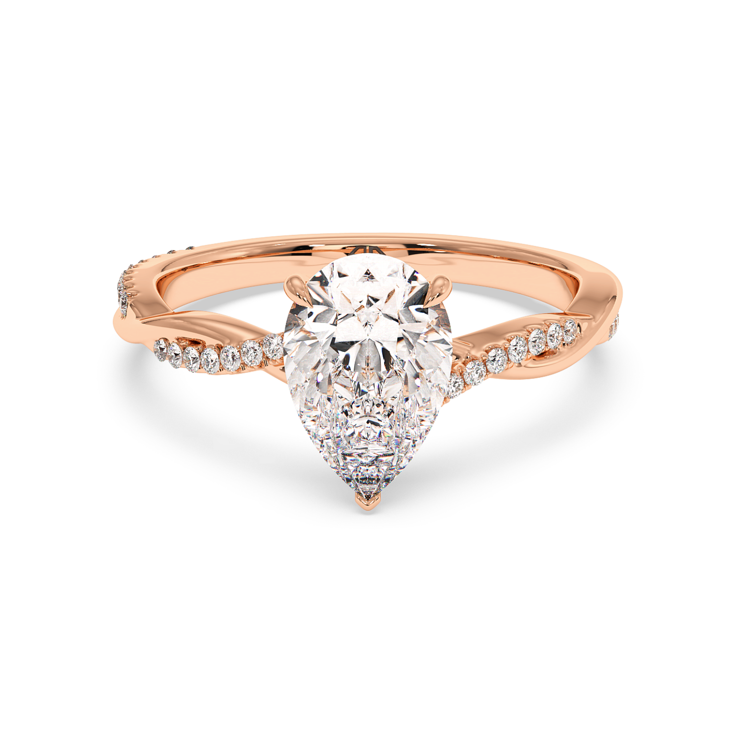 18K Rose Gold Rochelle Diamond Shoulder Engagement Ring