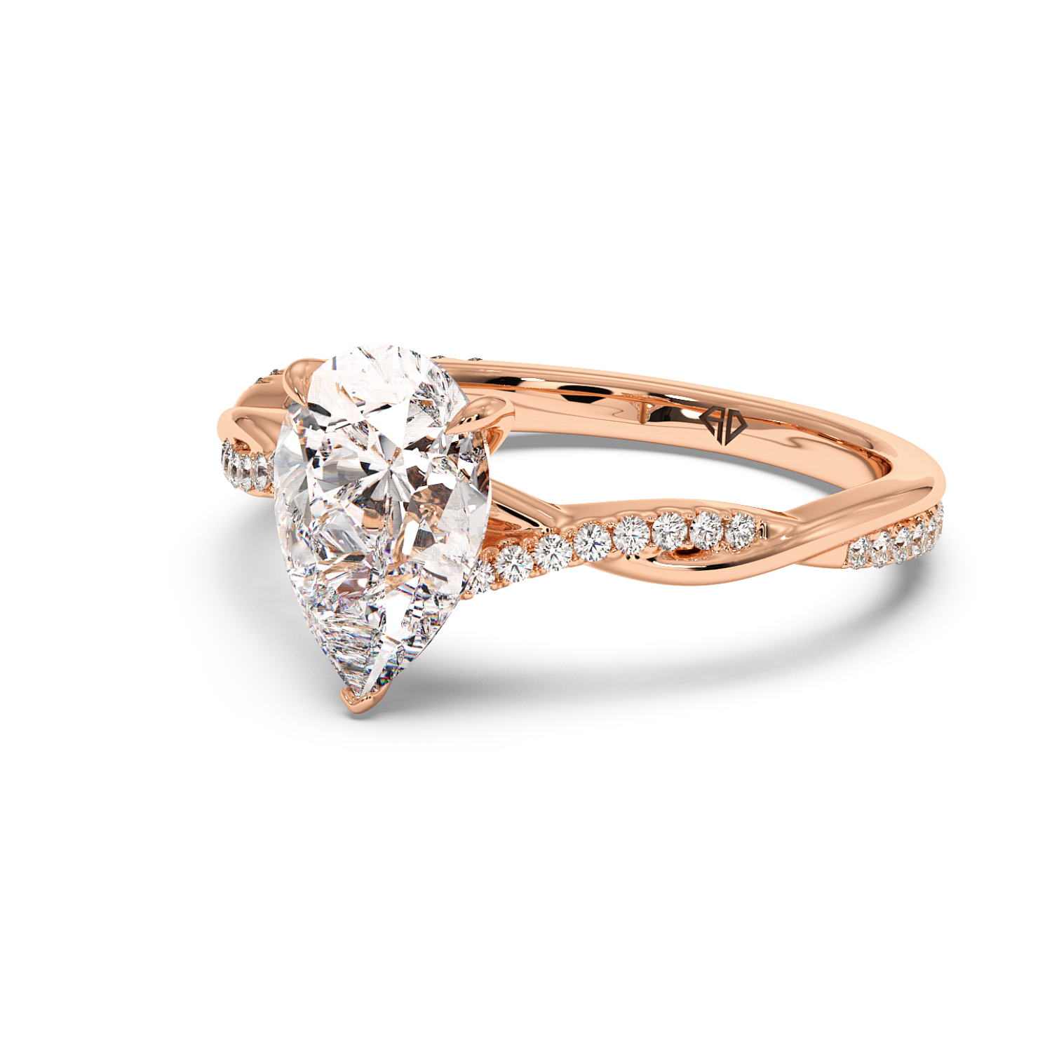 18K Rose Gold Rochelle Diamond Shoulder Engagement Ring