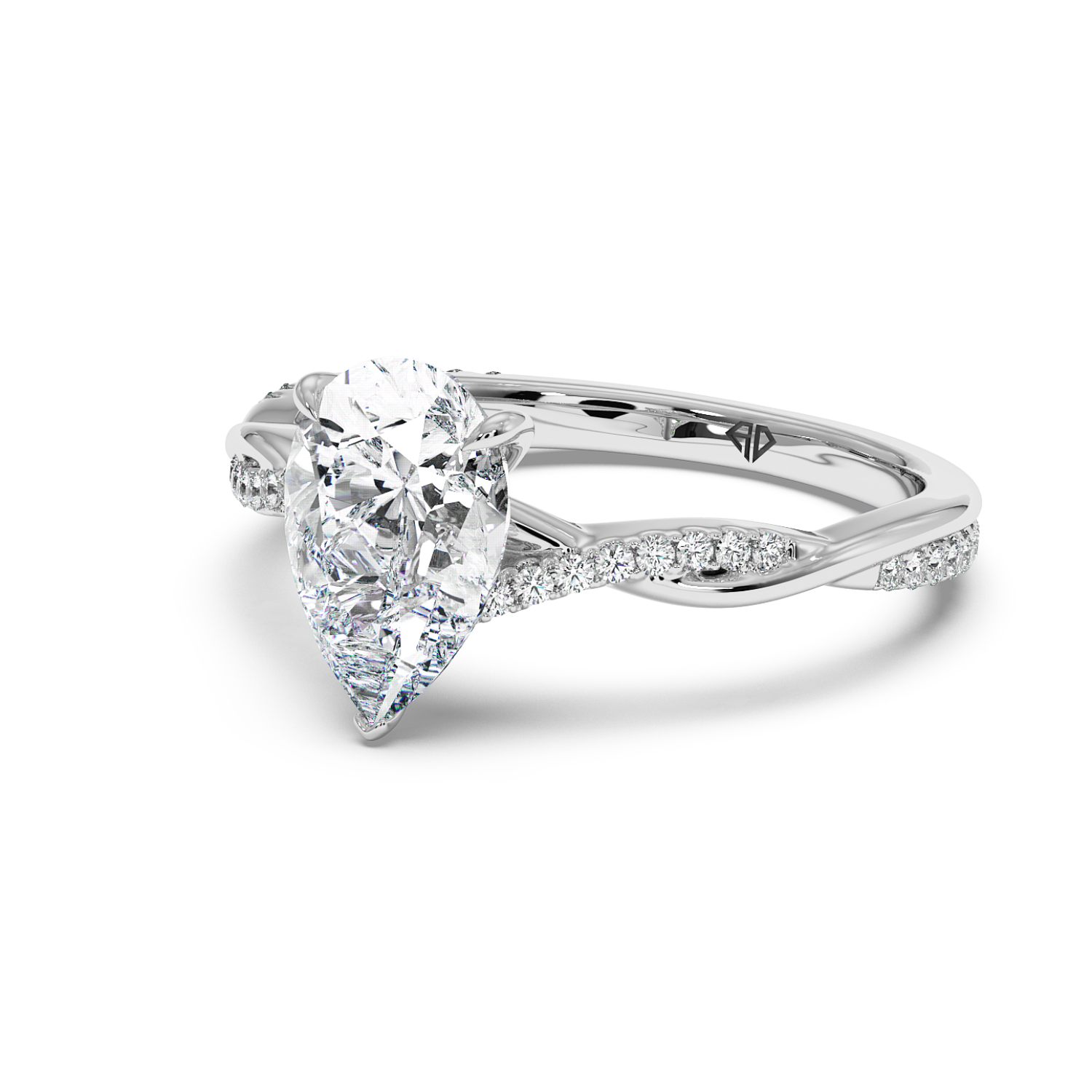 18K White Gold Rochelle Diamond Shoulder Engagement Ring