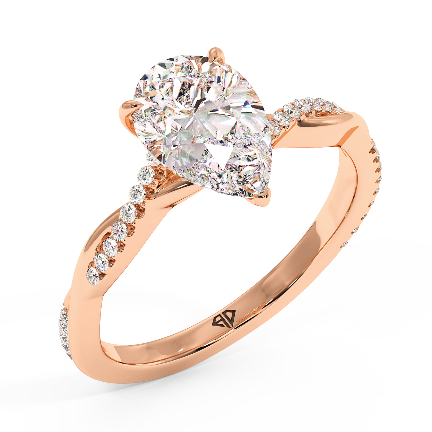 18K Rose Gold Rochelle Diamond Shoulder Engagement Ring