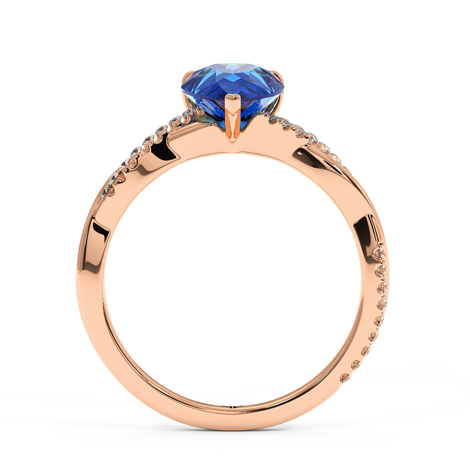 18K Rose Gold Rochelle Diamond Shoulder Engagement Ring