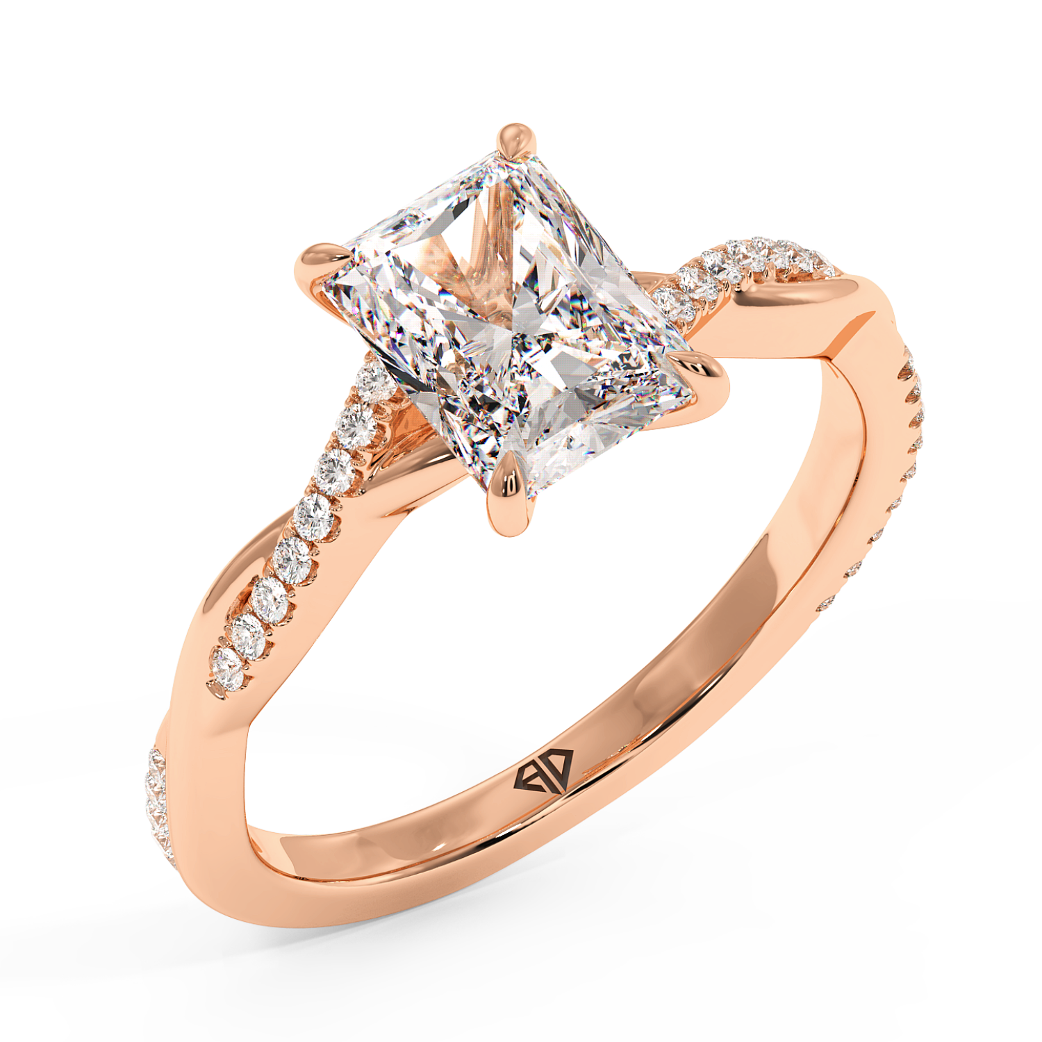 18K Rose Gold Rochelle Diamond Shoulder Engagement Ring