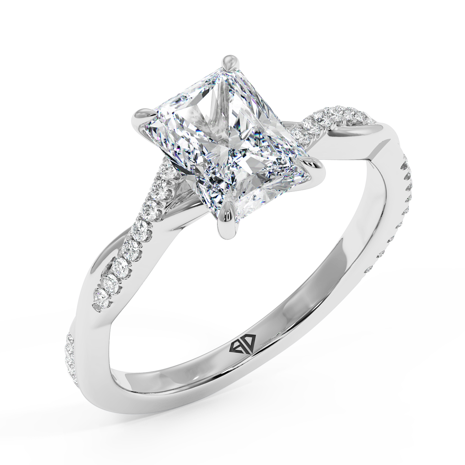 Platinum Rochelle Diamond Shoulder Engagement Ring