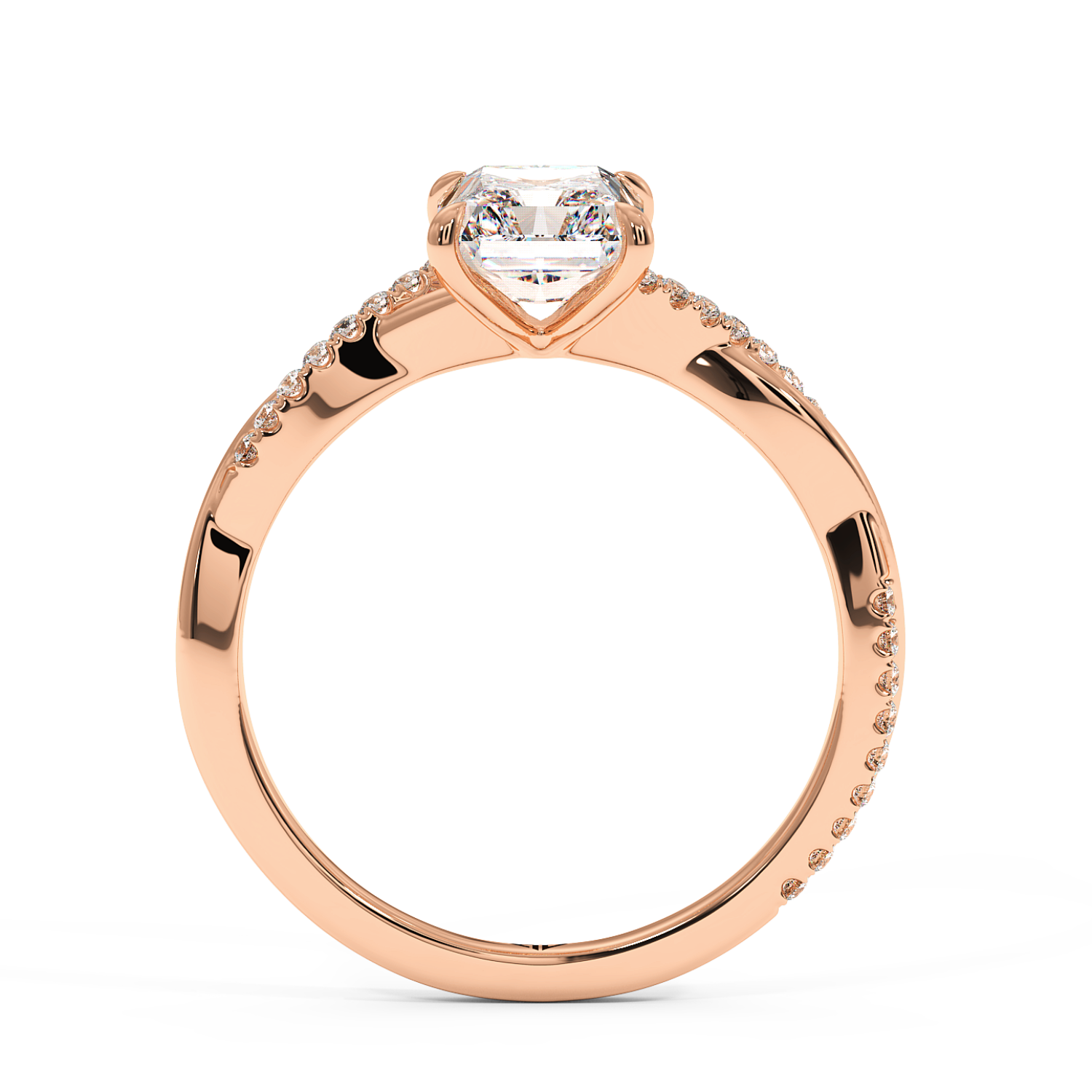 18K Rose Gold Rochelle Diamond Shoulder Engagement Ring